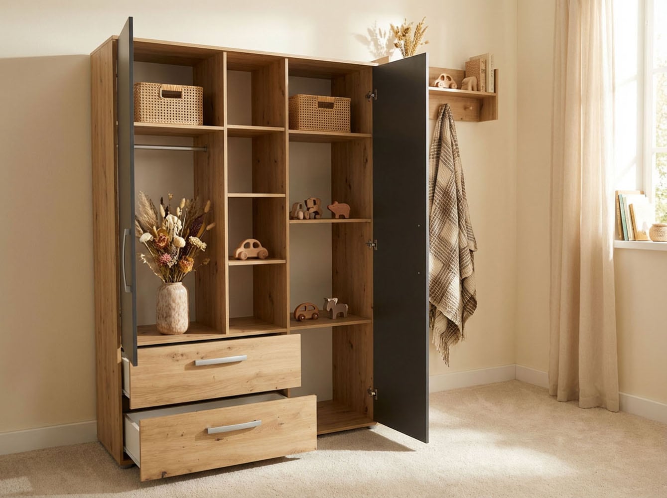 arthur berndt Jugendzimmer-Set »Alessio« Set, Bett und Kleiderschrank, 3 Stk. tlg. mit Melamin-Oberfläche