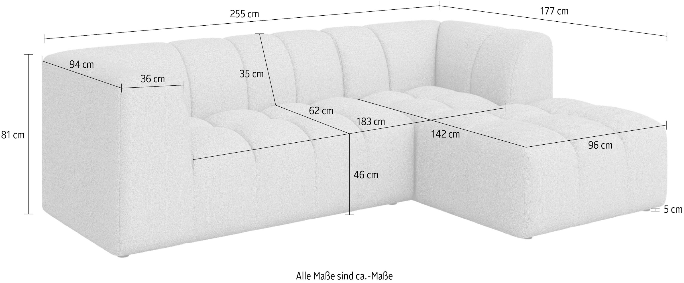 Home affaire Ecksofa »TUURE L-Form, Verlässliche Qualität, moderne Steppung, Breite 255cm« Bubble Optik, moderne Steppung, hoher Sitzkomfort, Wellenunterfederung