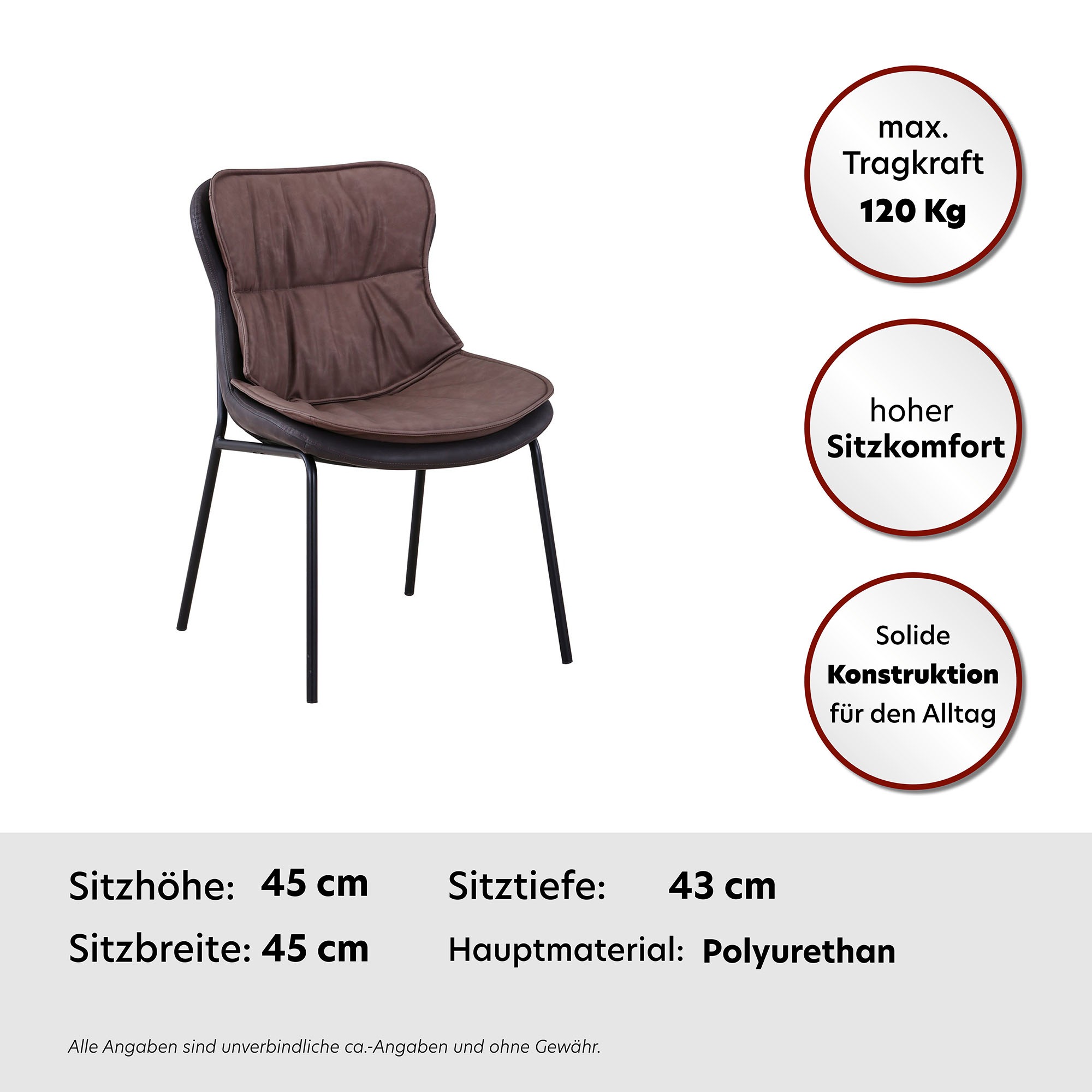 Kayoom Polsterstuhl, 1 St., pflegeleicht, bequem, angenehme Sitzfläche, mit trendigen Ziernähten