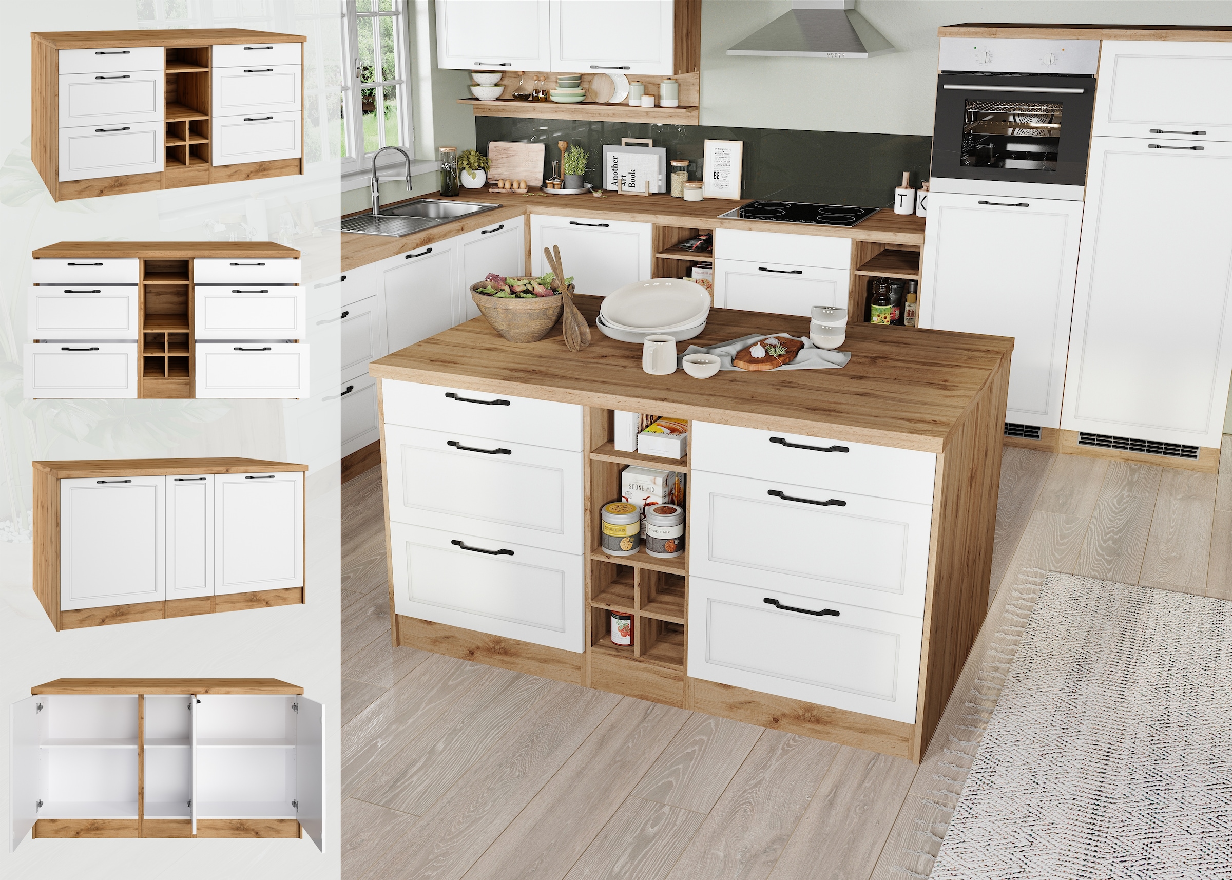 KOCHSTATION Kücheninsel »KS-Lana, Breite 153 cm«, MDF-Fronten, Arbeitsplatte 38mm stark