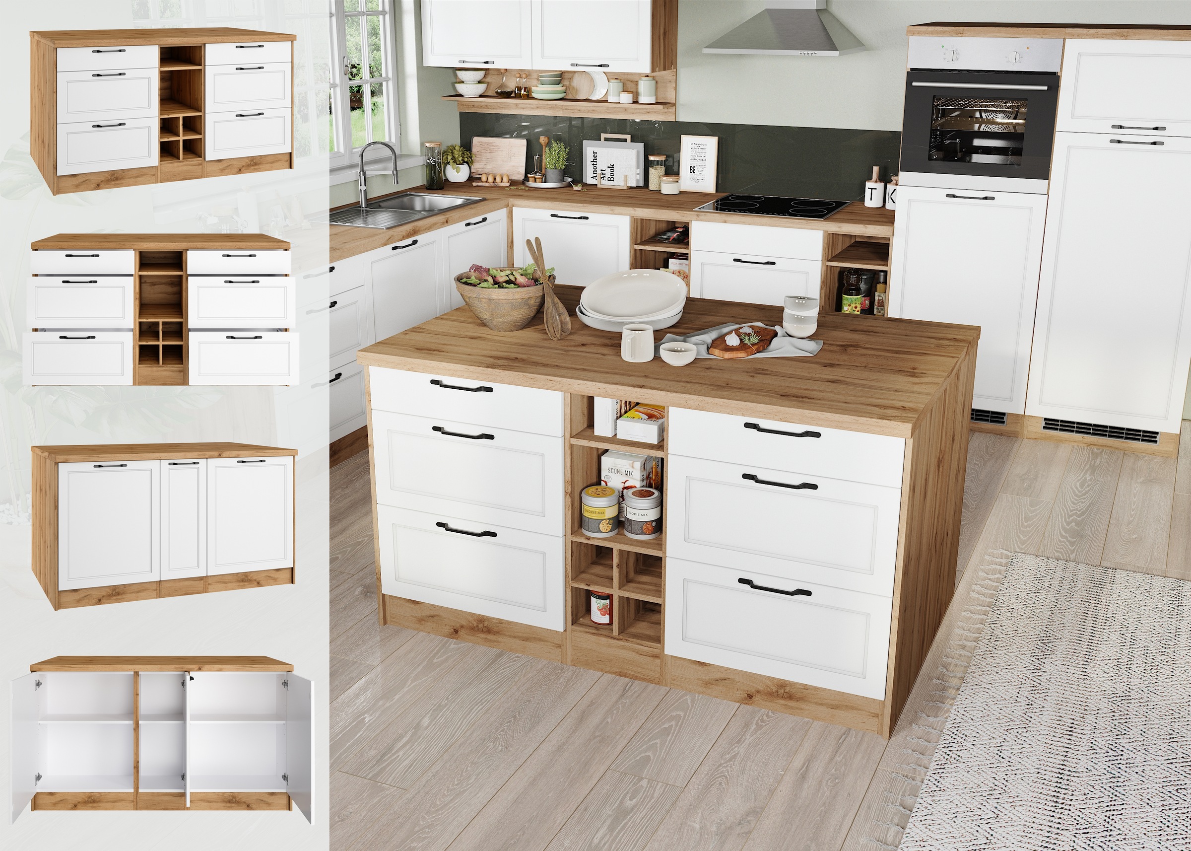KOCHSTATION Kücheninsel »KS-Lana, Breite 153 cm«, MDF-Fronten, Arbeitsplatt günstig online kaufen