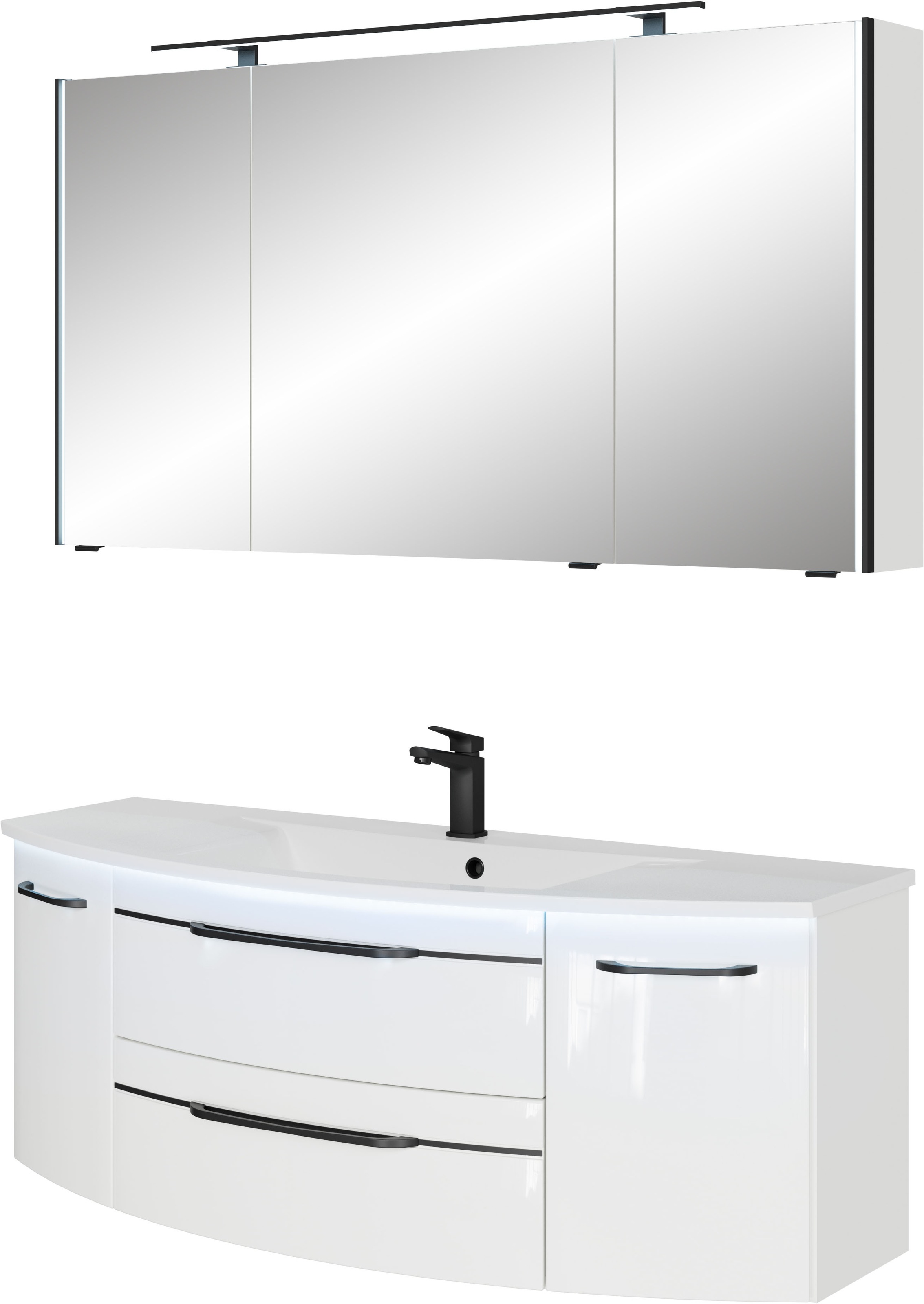 Saphir Badmöbel-Set »Serie 7045 2-teilig Mineralmarmor-Waschtisch mit LED-S günstig online kaufen