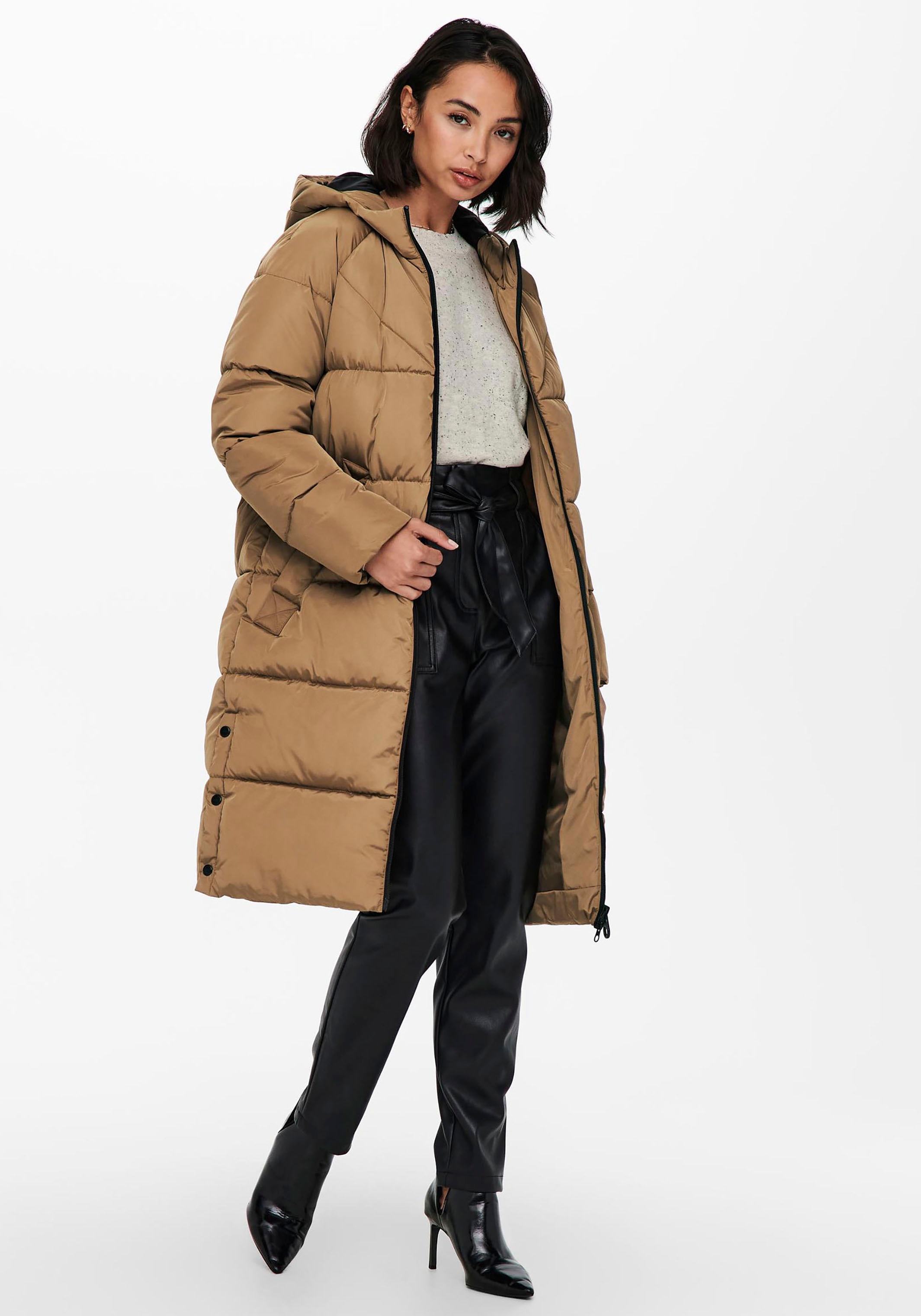 long tan puffer jacket