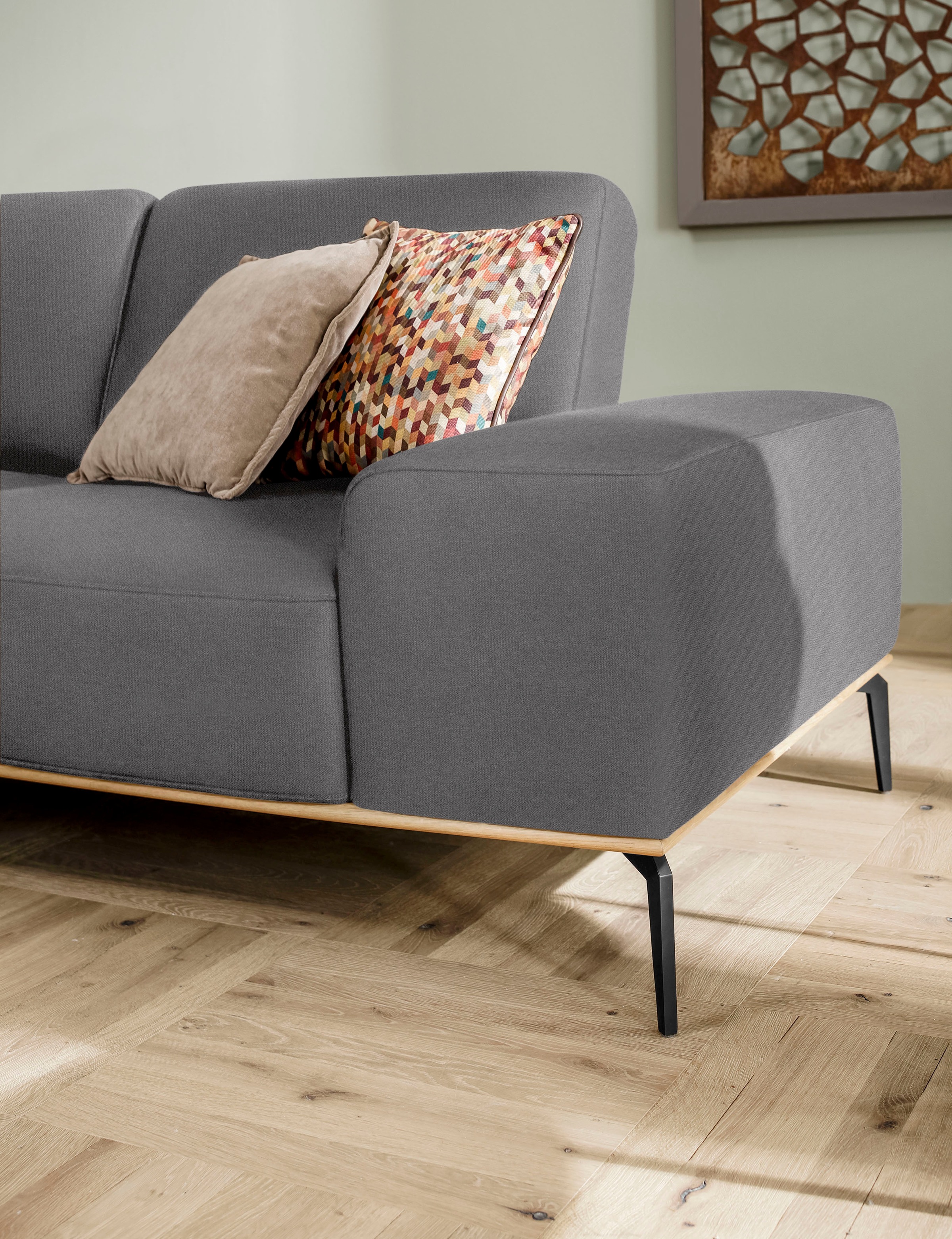 W.SCHILLIG Ecksofa »run, Designsofa mit tollem Sitzkomfort, bequem, L-Form«, mit Holzsockel, Füße in Schwarz pulverbeschichtet, Breite 299 cm