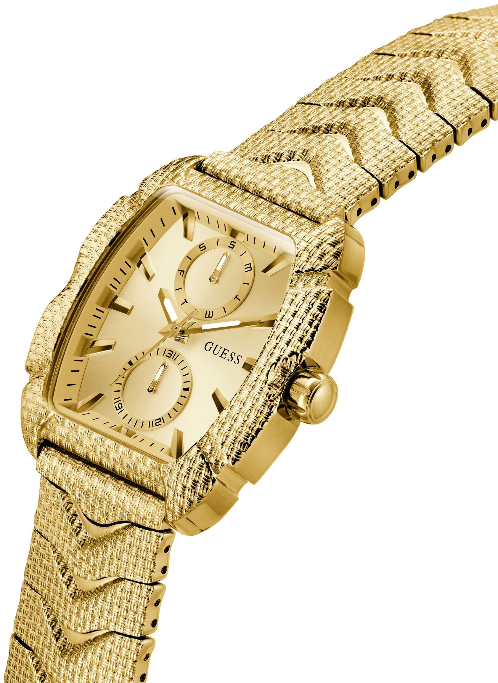 Guess Multifunktionsuhr »NILE«, Quarzuhr, Armbanduhr, Herrenuhr, Datum, Wochentag, Edelstahlarmband