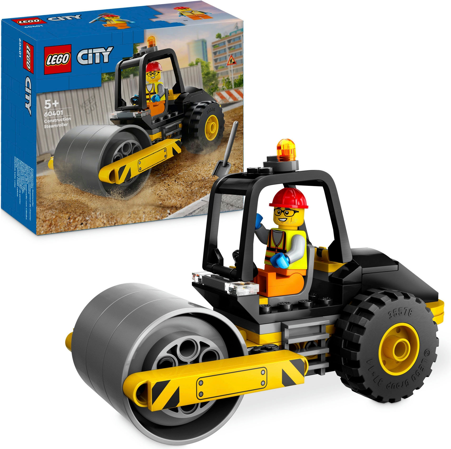 LEGO® Konstruktionsspielsteine »Straßenwalze (60401), LEGO City«, (78 St.), Made in Europe