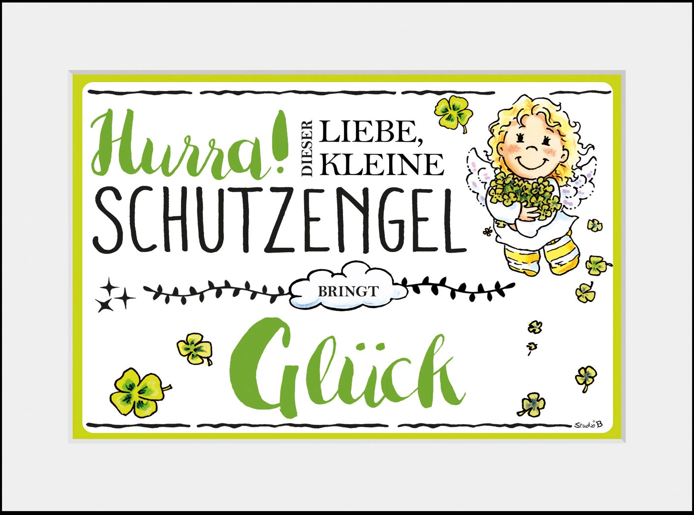 queence Bild »Schutzengel Kleeblatt«, Engel-Himmel-Stern-Sterne-Schriftzug- günstig online kaufen