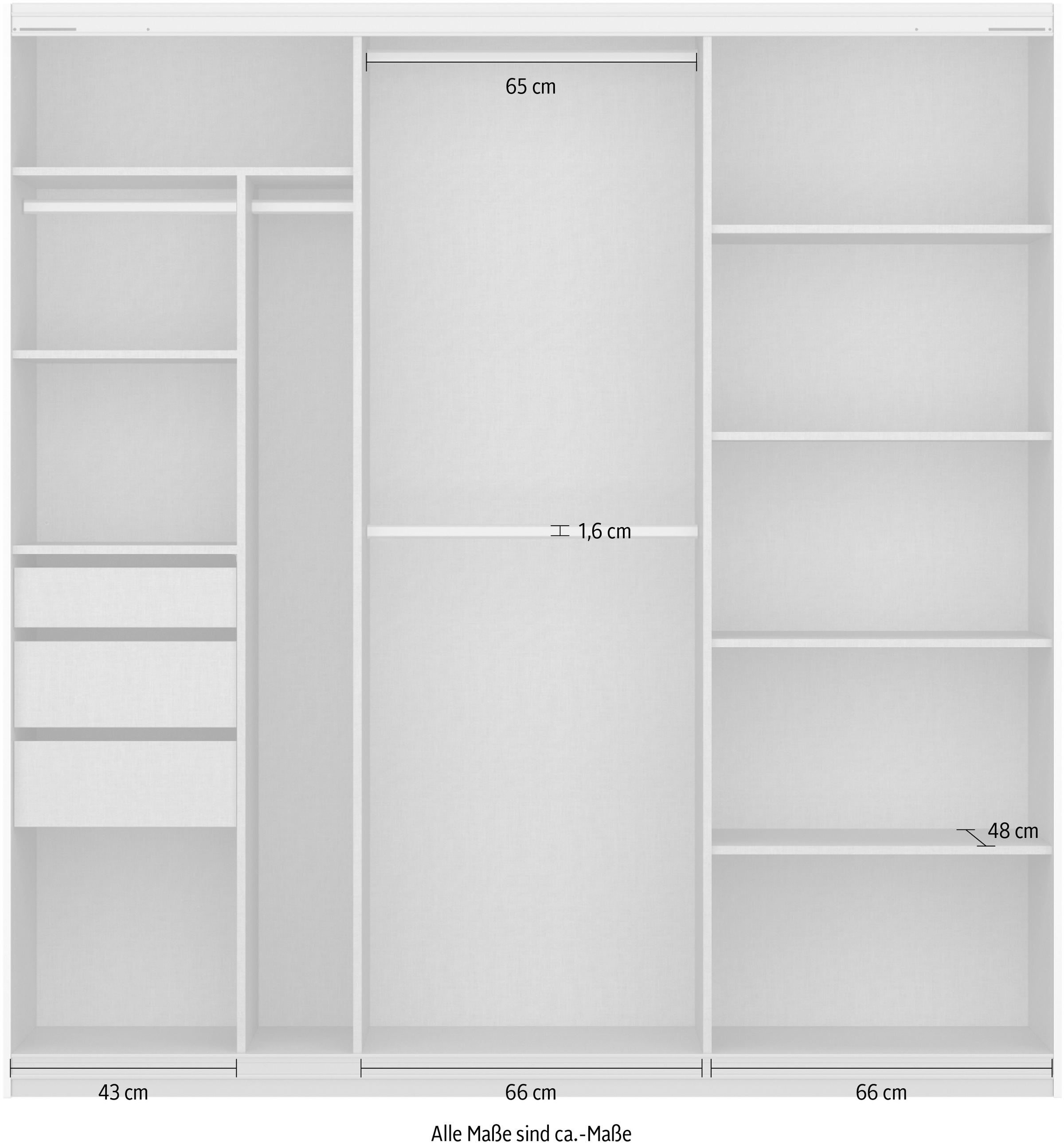 rauch Schwebetürenschrank »Oteli«, mit Spiegelfront, inkl. Wäscheeinteilung mit 3 Innenschubladen