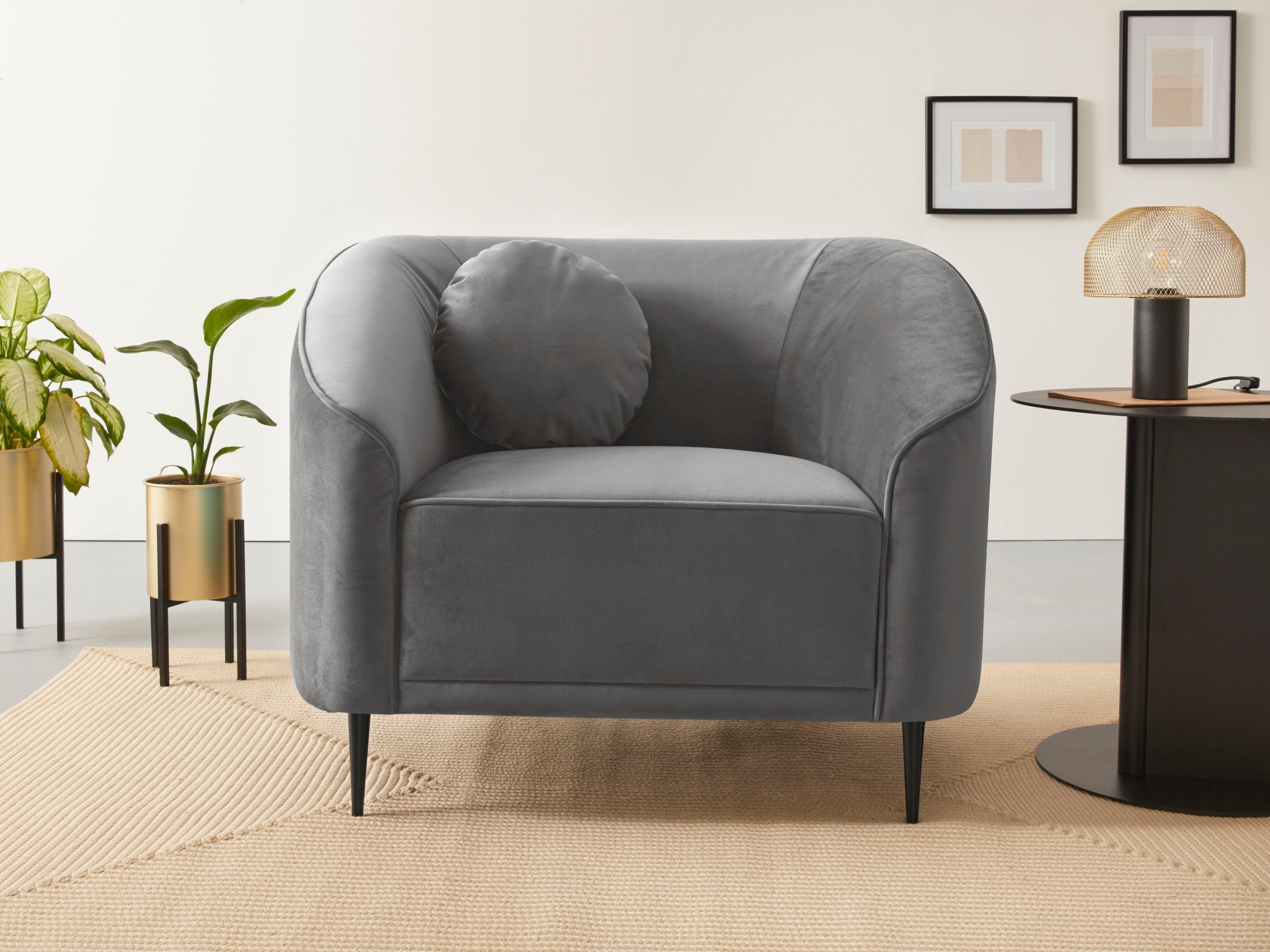 Home affaire Sessel »Ashly« in 3 Bezugsvarianten, Bouclé, Samtoptik und Str günstig online kaufen