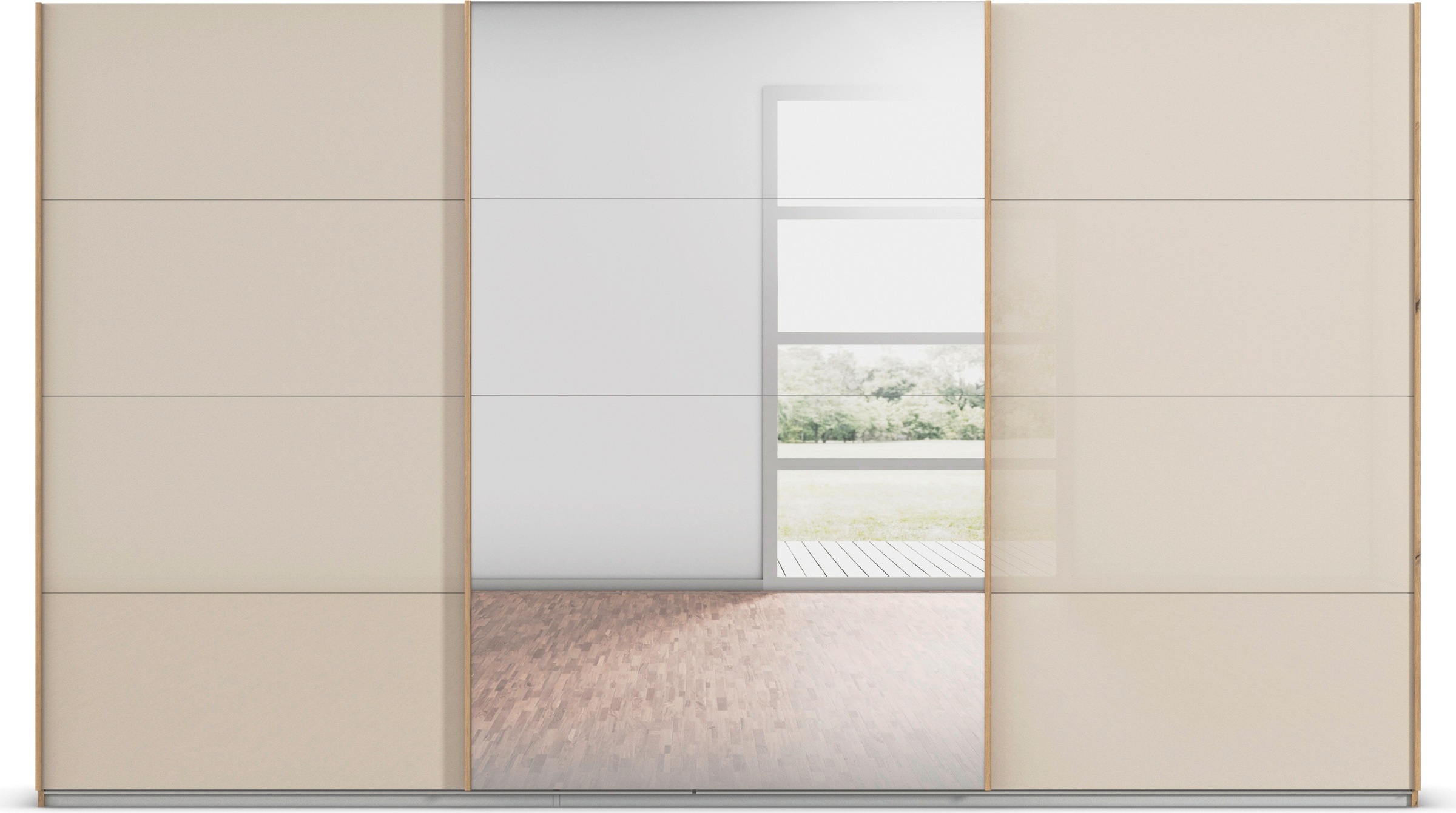 rauch Schwebetürenschrank »Kleiderschrank Kleiderschränke Schrank Garderobe AGORDO mit Glasfront«, durchdachte Innenausstattung, in 4 Breiten und 2 Höhen MADE IN GERMANY