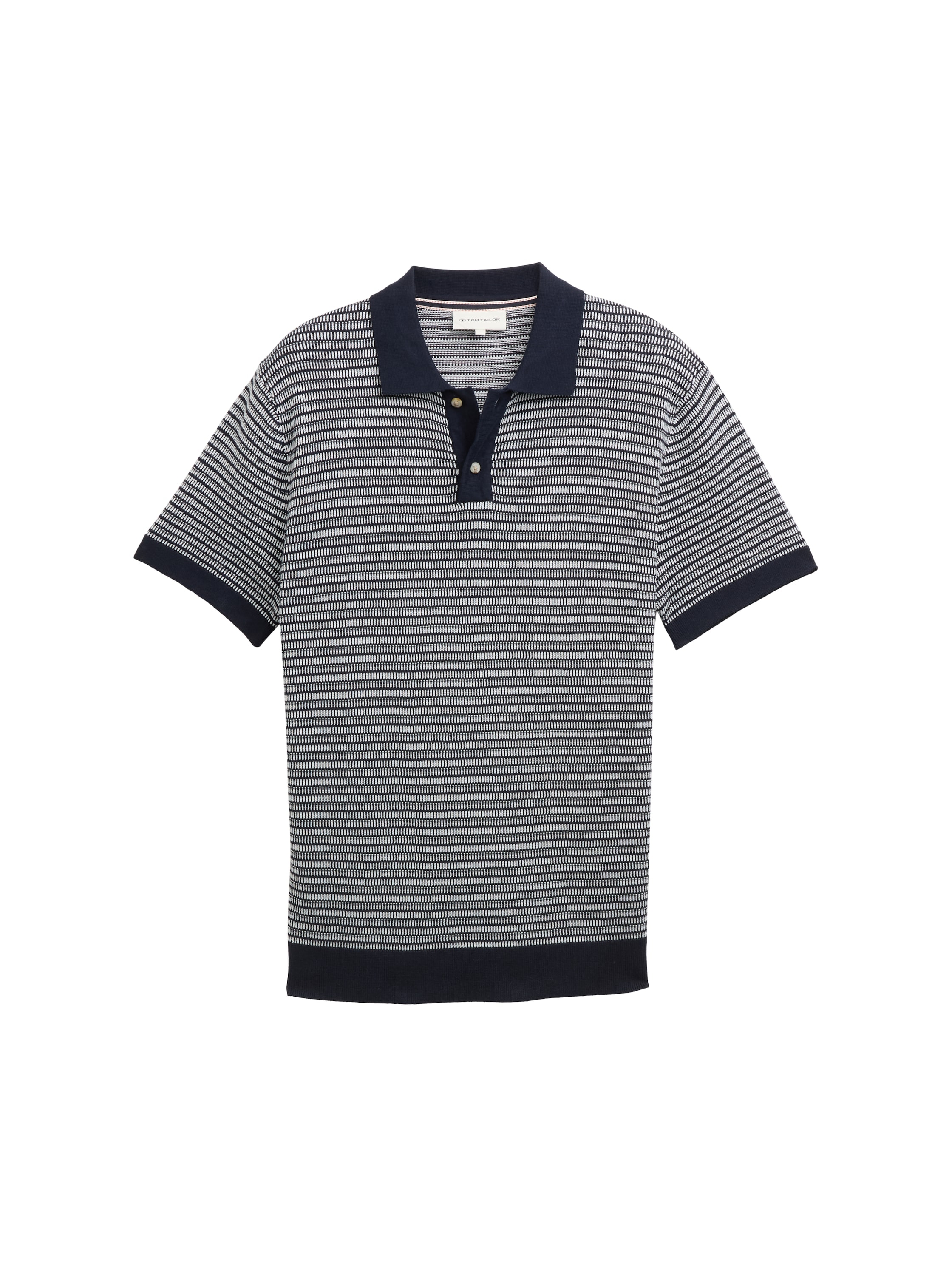 TOM TAILOR Kurzarmpullover, mit Strick-Muster und Polo-Kragen
