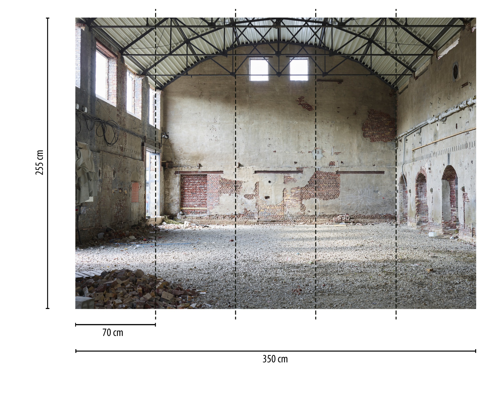 A.S. Création Vliestapete »Fototapete Alte Industriehalle Vintage Backstein« matt strukturiert