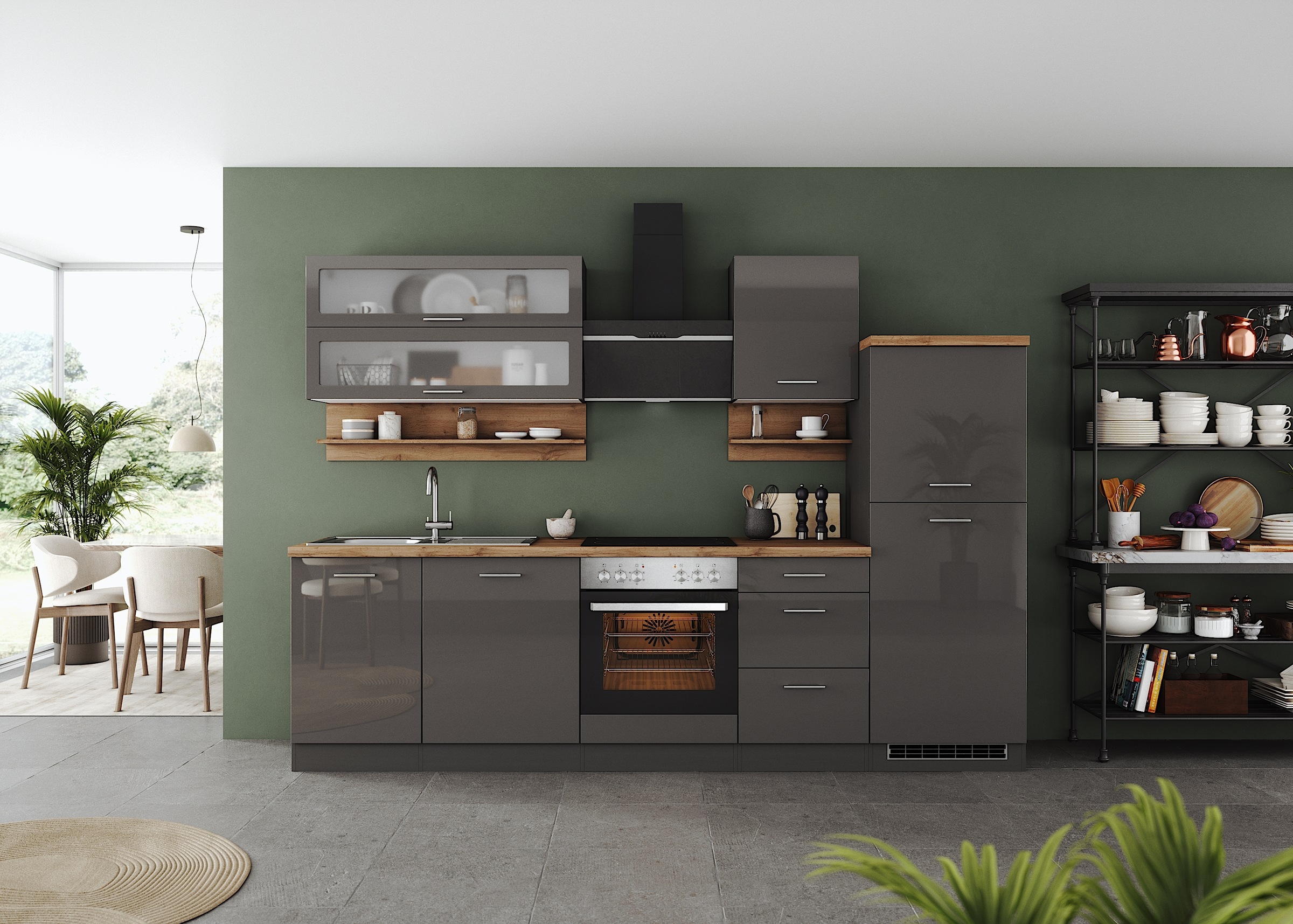 KOCHSTATION Küchenzeile »KS-Milan« 280 cm breit, robuste Metallauszüge, vie günstig online kaufen