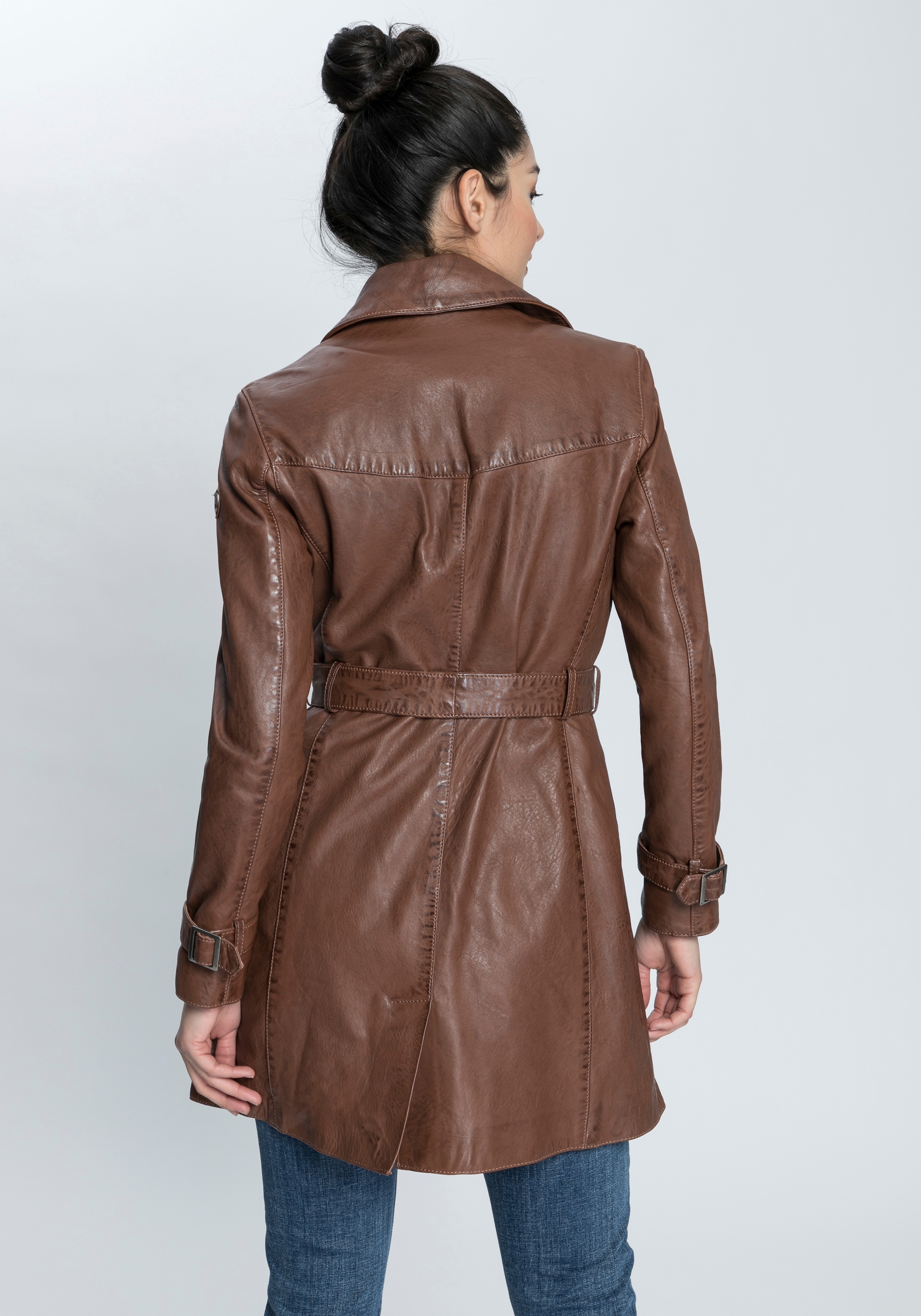 Gipsy Ledermantel »Taresa«, (2 tlg., mit Bindegürtel), femininer  Leder-Trenchcoat mit Bindegürtel im Online-Shop kaufen