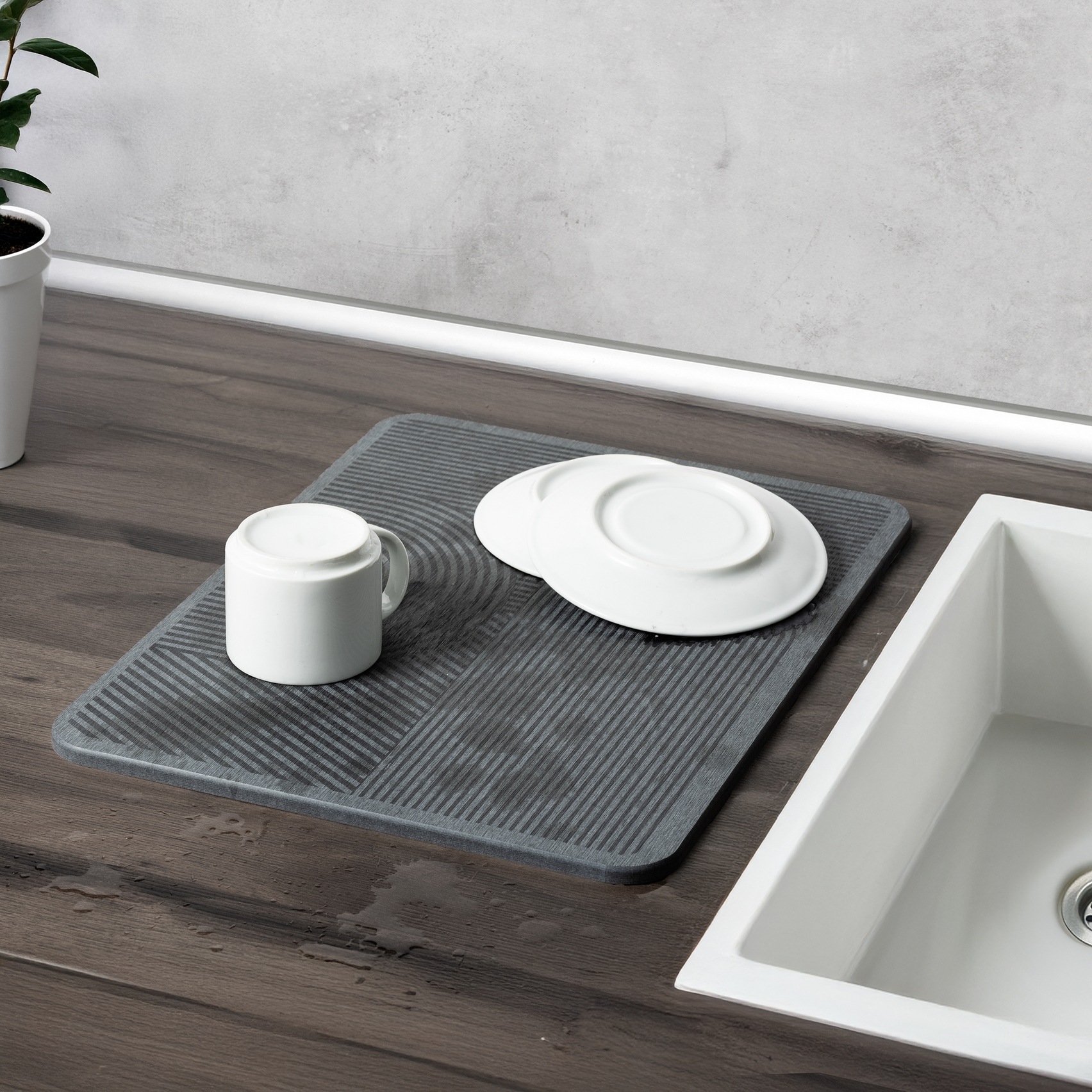 WENKO Abtropfmatte »Modell Damon« Abtropfplatte für Geschirr aus Kieselgur, günstig online kaufen