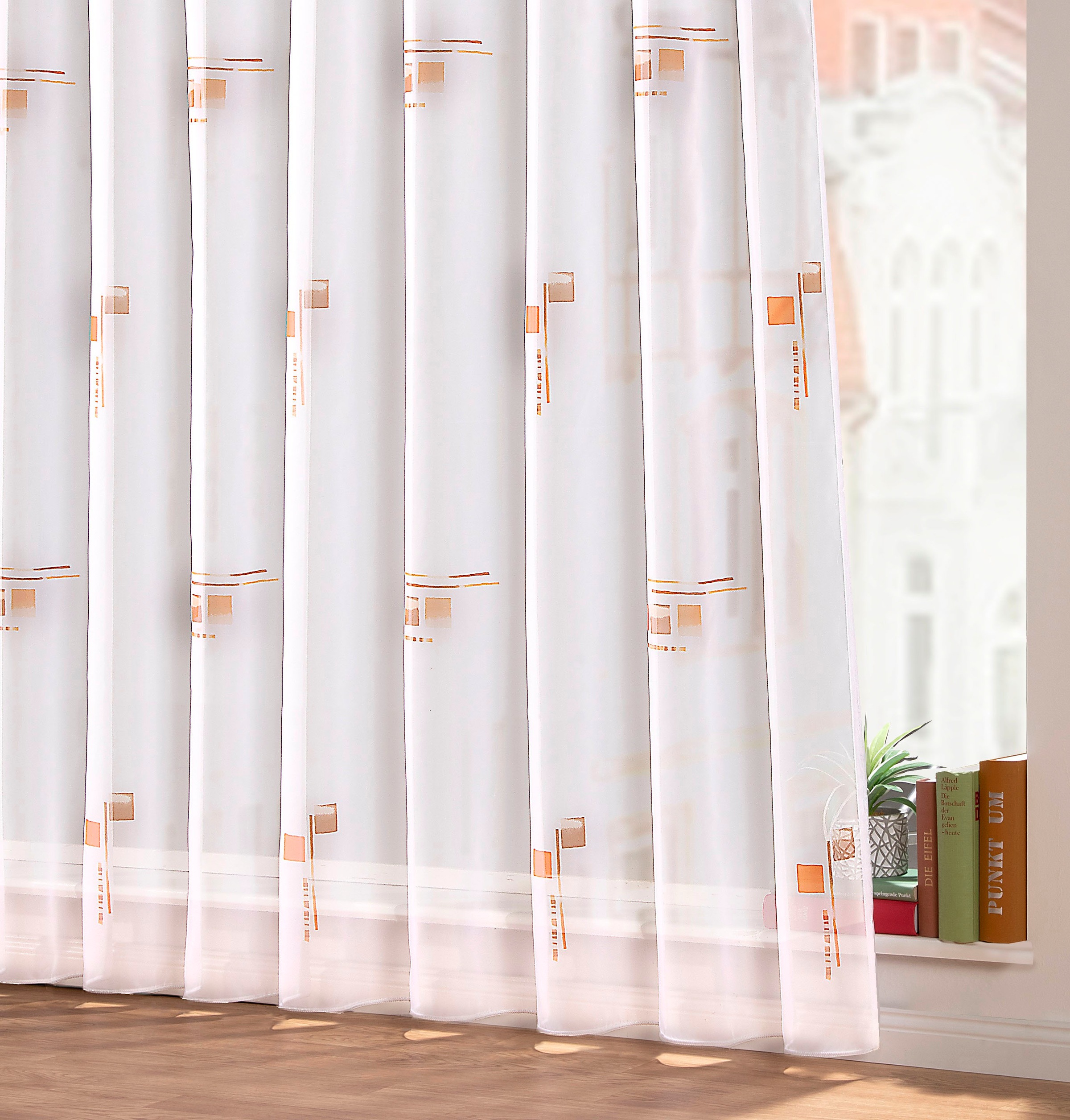 Weckbrodt Gardine »Mia«, (1 St.), Voile, bedruckt, Allover, Motiv, halbtran günstig online kaufen