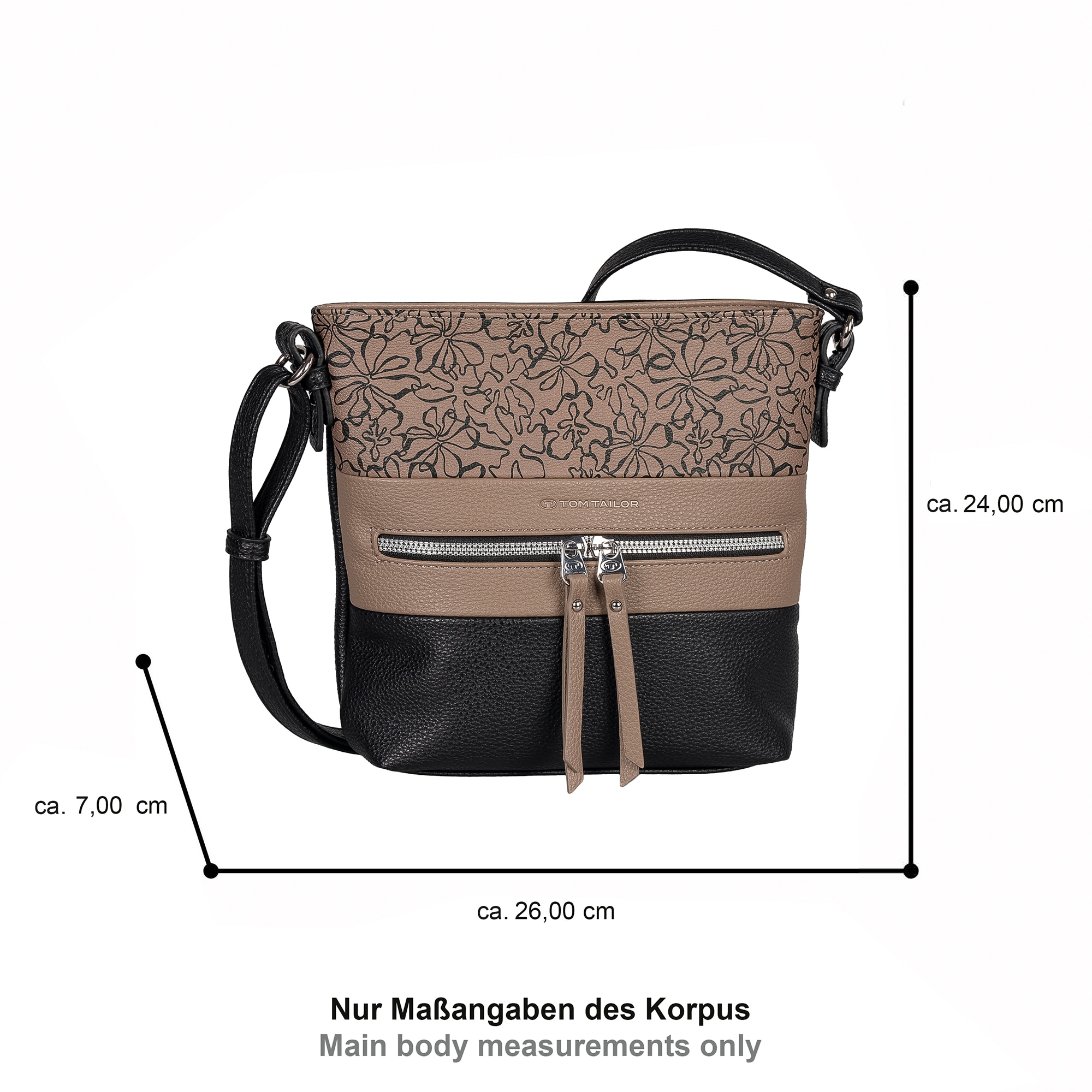 TOM TAILOR Umhängetasche »Ellen« Damen Schultertasche, mit hochglänzendem Reißverschluss-Eyecatcher