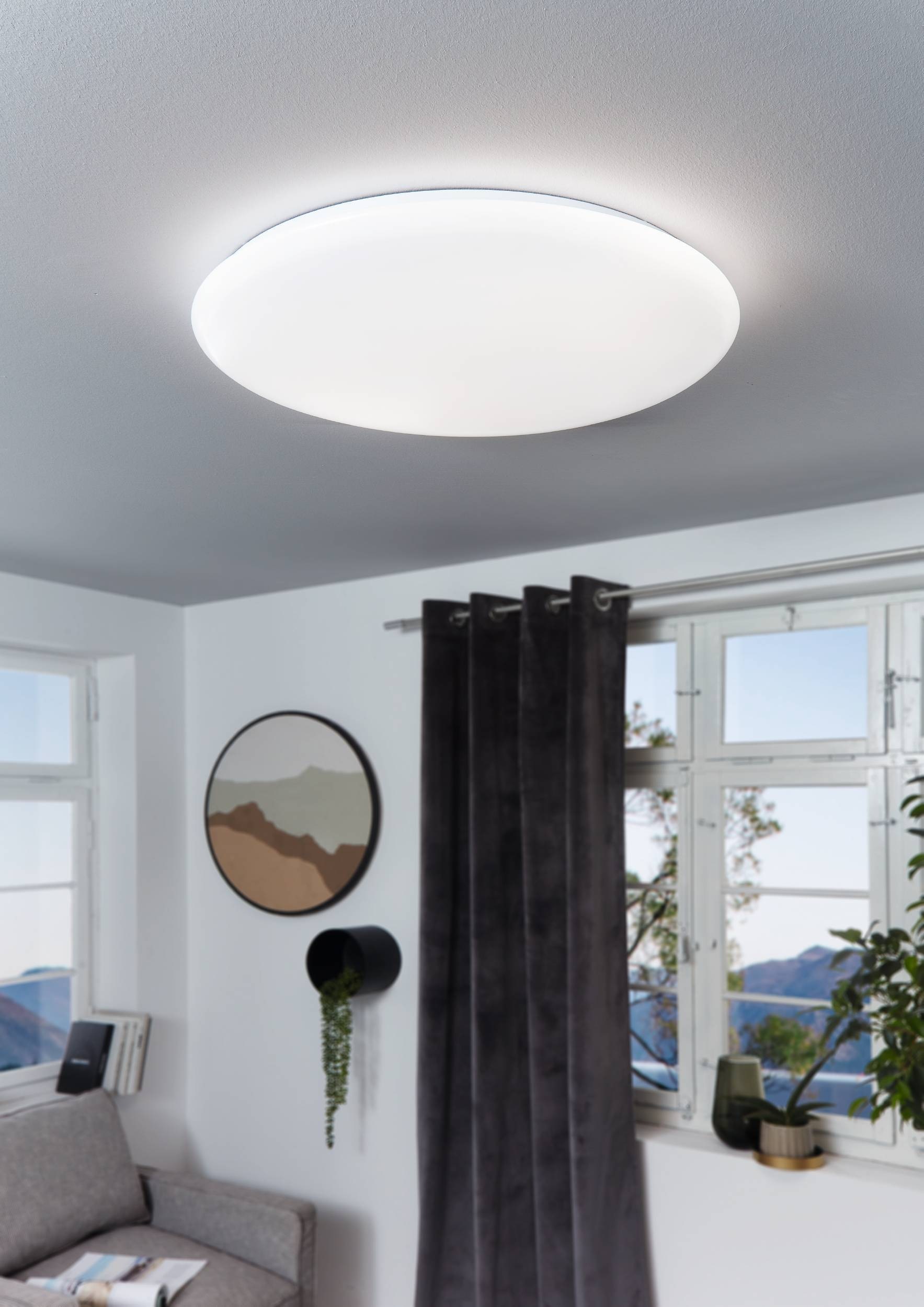 EGLO Deckenleuchte »Giron Deckenlampe, Stahl und Kunststoff, Wohnzimmerlamp günstig online kaufen