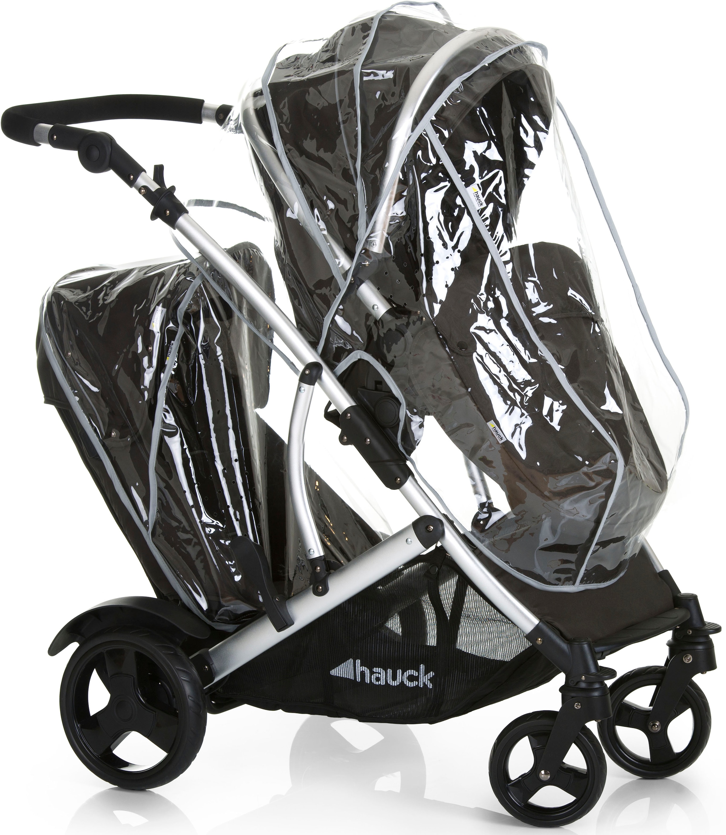 Hauck Geschwisterwagen »Duett 2 black«, 15 kg, mit Regenschutz, Kinderwagen