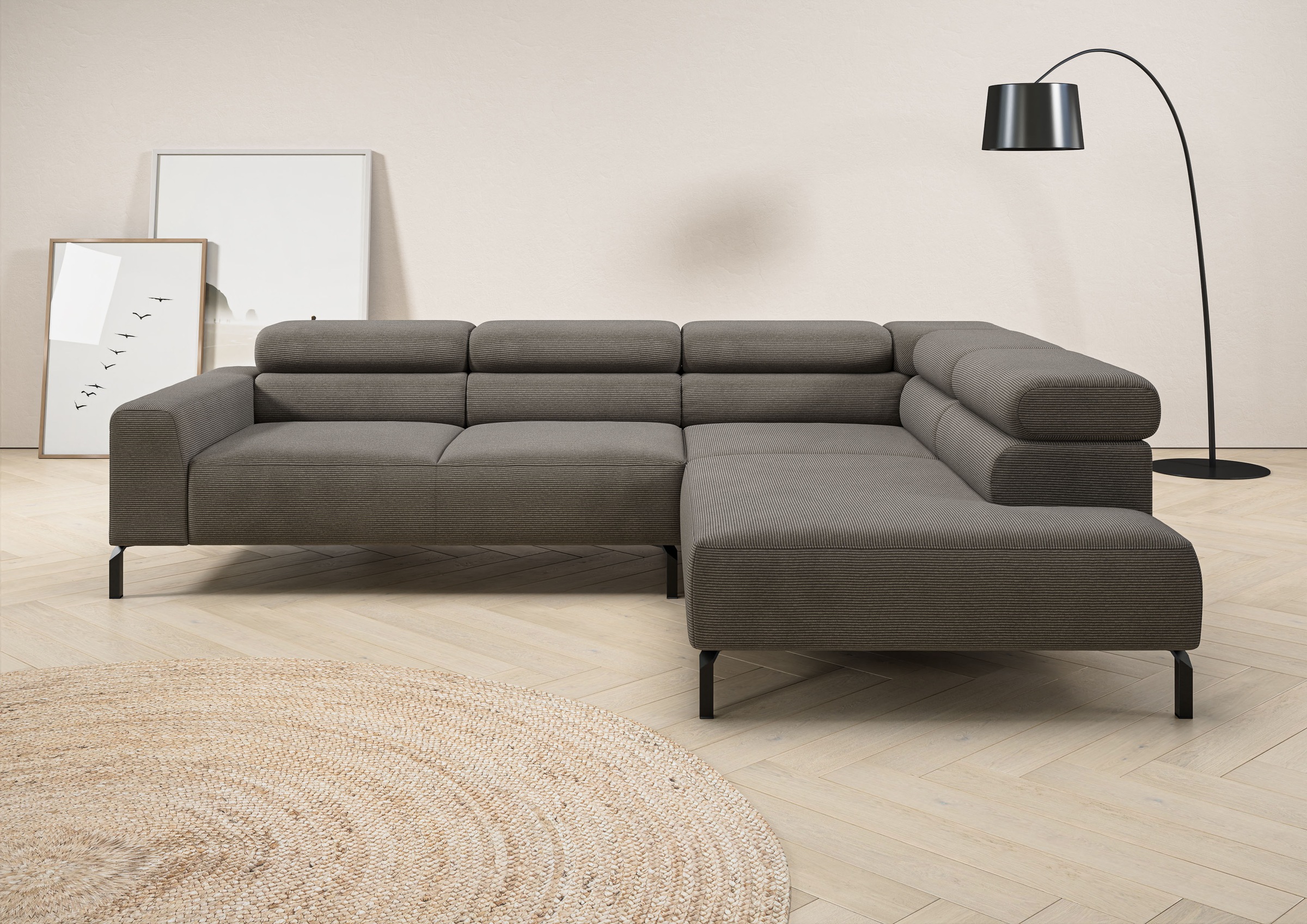 Places of Style Ecksofa »Antonelli, L-Form, inkl. Kopfteilverstellung, Brei günstig online kaufen