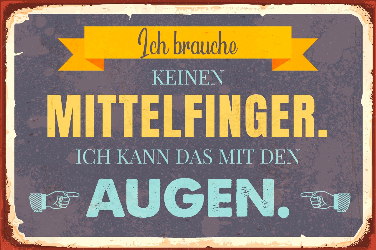 queence Metallbild »Mittelfinger«, Schriftzüge-Schriftzug, (1 St.), Stahlschild, Blechschild, Sprüche, Texte, witzig
