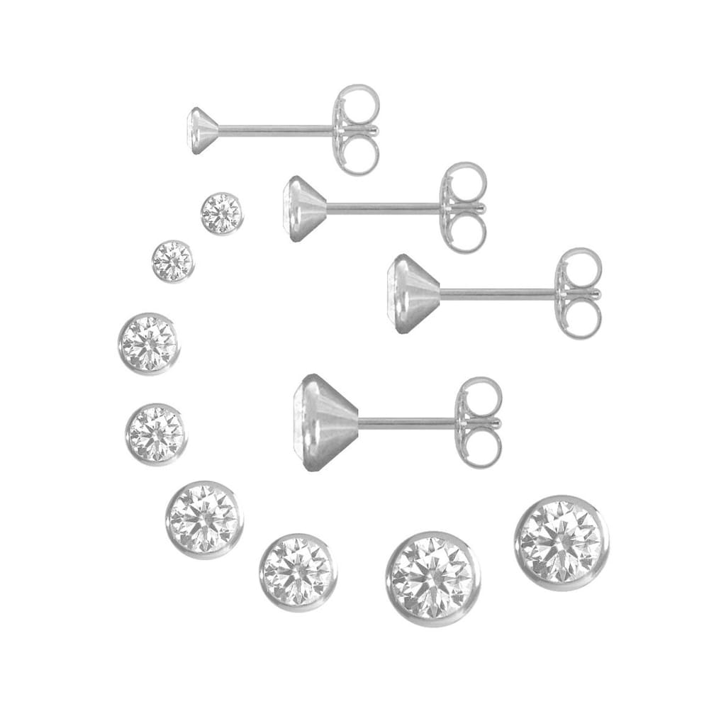 Firetti Ohrstecker-Set »Multipack Schmuck Geschenk Silber 925 Ohrstecker Glitzerstein«, (Set, 8 tlg.)