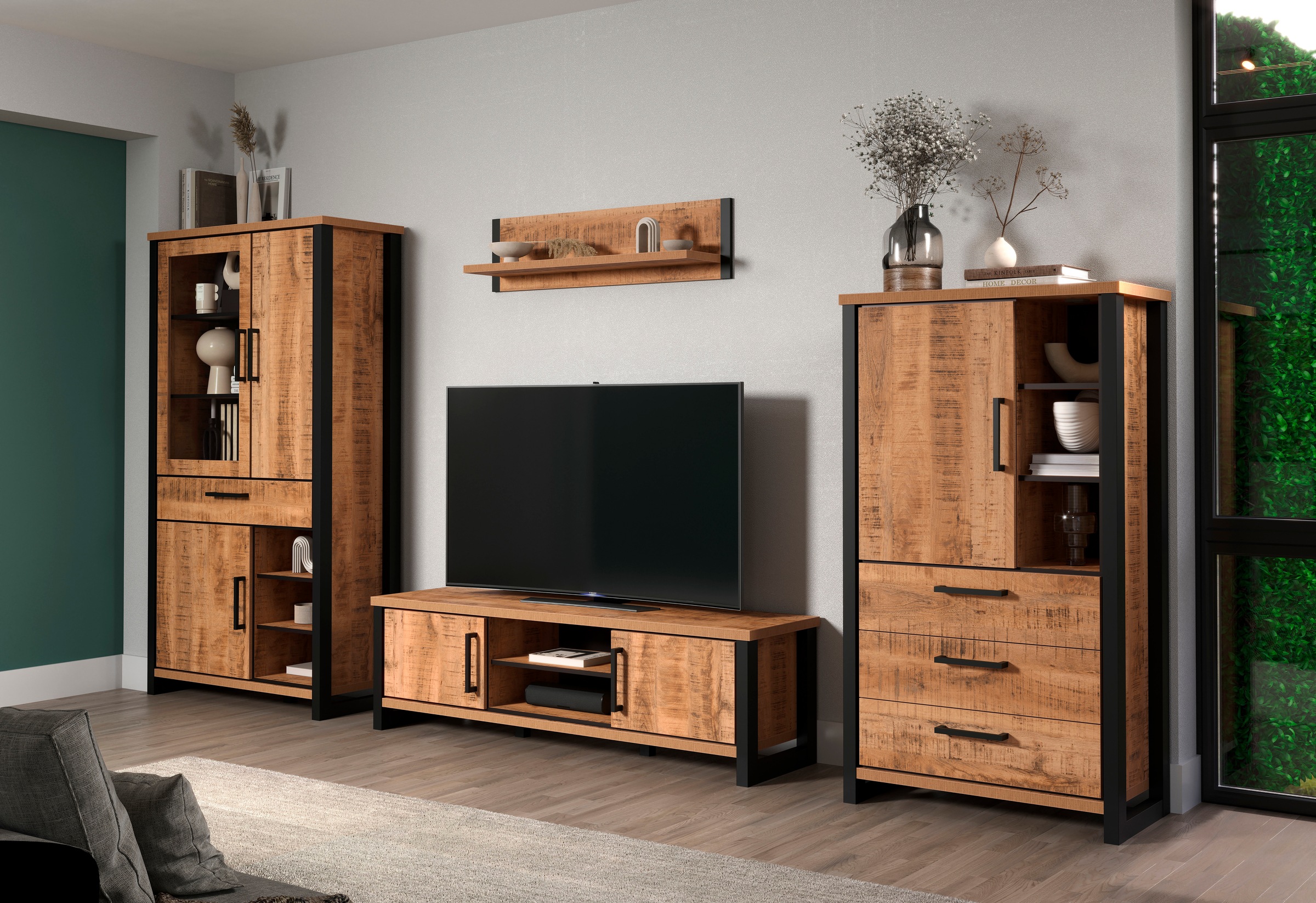 Home affaire Wohnwand »Elda« Komplett-Set, 4 Stk. tlg. Set bestehend aus: T günstig online kaufen