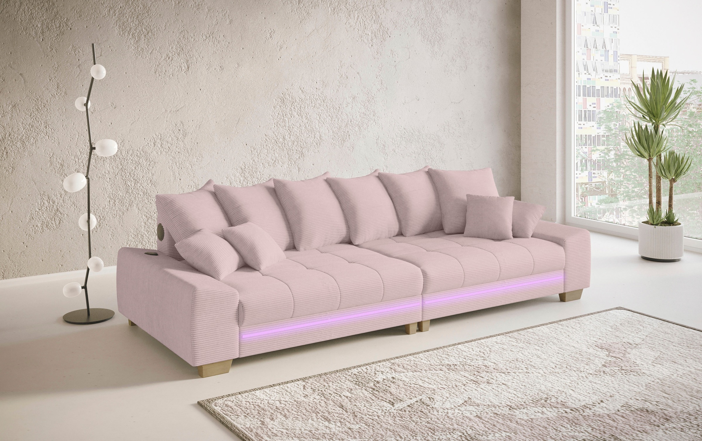 Mr. Couch Big-Sofa »Nikita II«, RGB-LED, Bluetooth-Soundsystem, wahlweise mit Kaltschaum