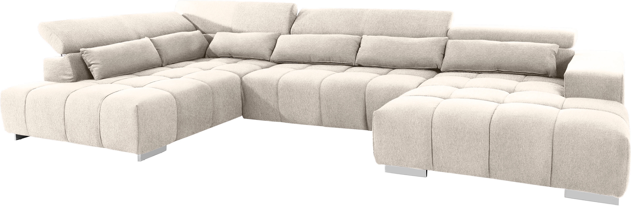 COTTA Wohnlandschaft »Orion U-Form«, mit Kopfteilverstellung & 6 Nierenkissen