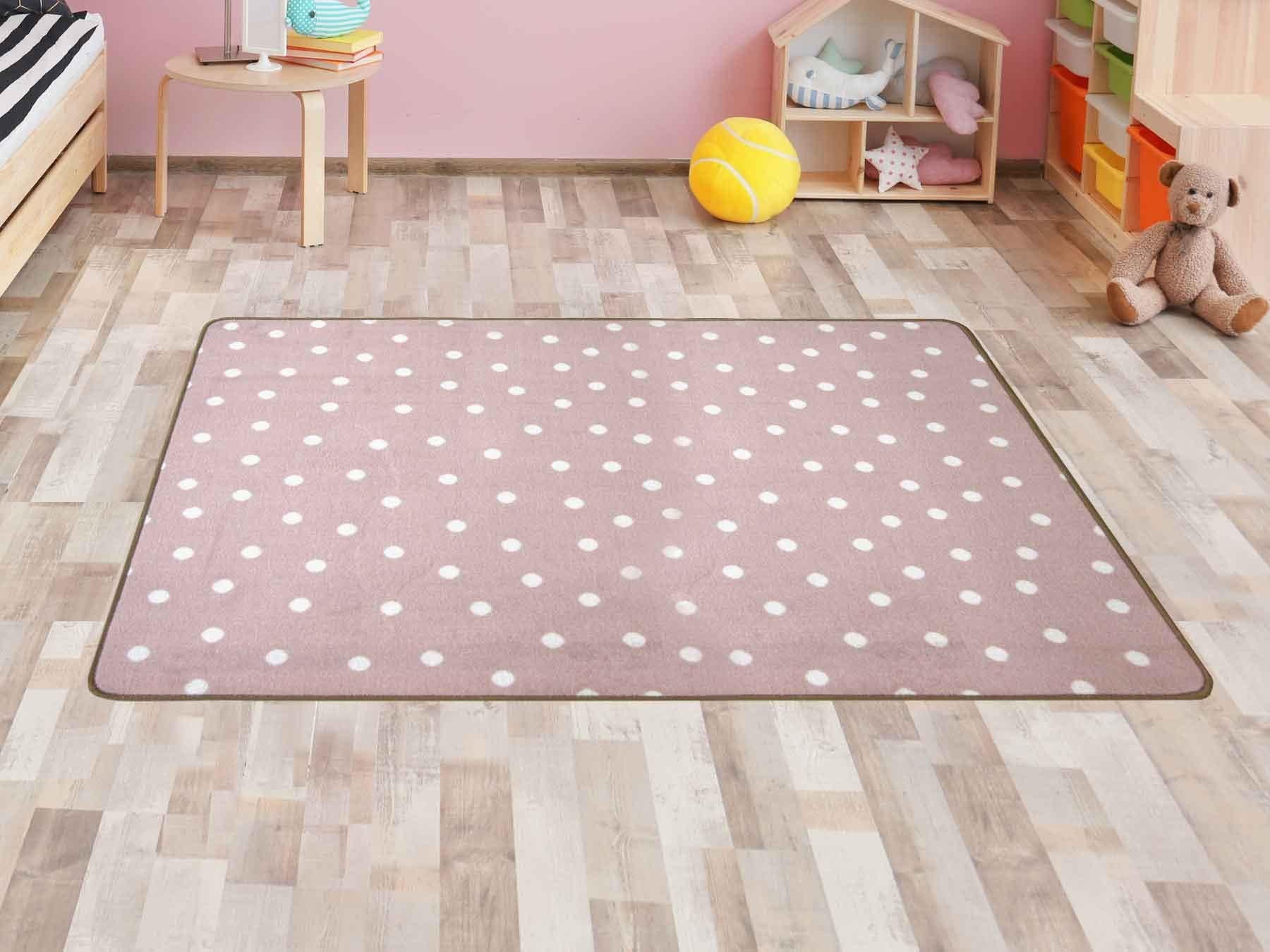 Primaflor-Ideen in Textil Kinderteppich »PUNTO, Made in Belgium«, rechteckig, 5 mm Höhe, Kurzflor, Motiv Punkte, Kinderzimmer