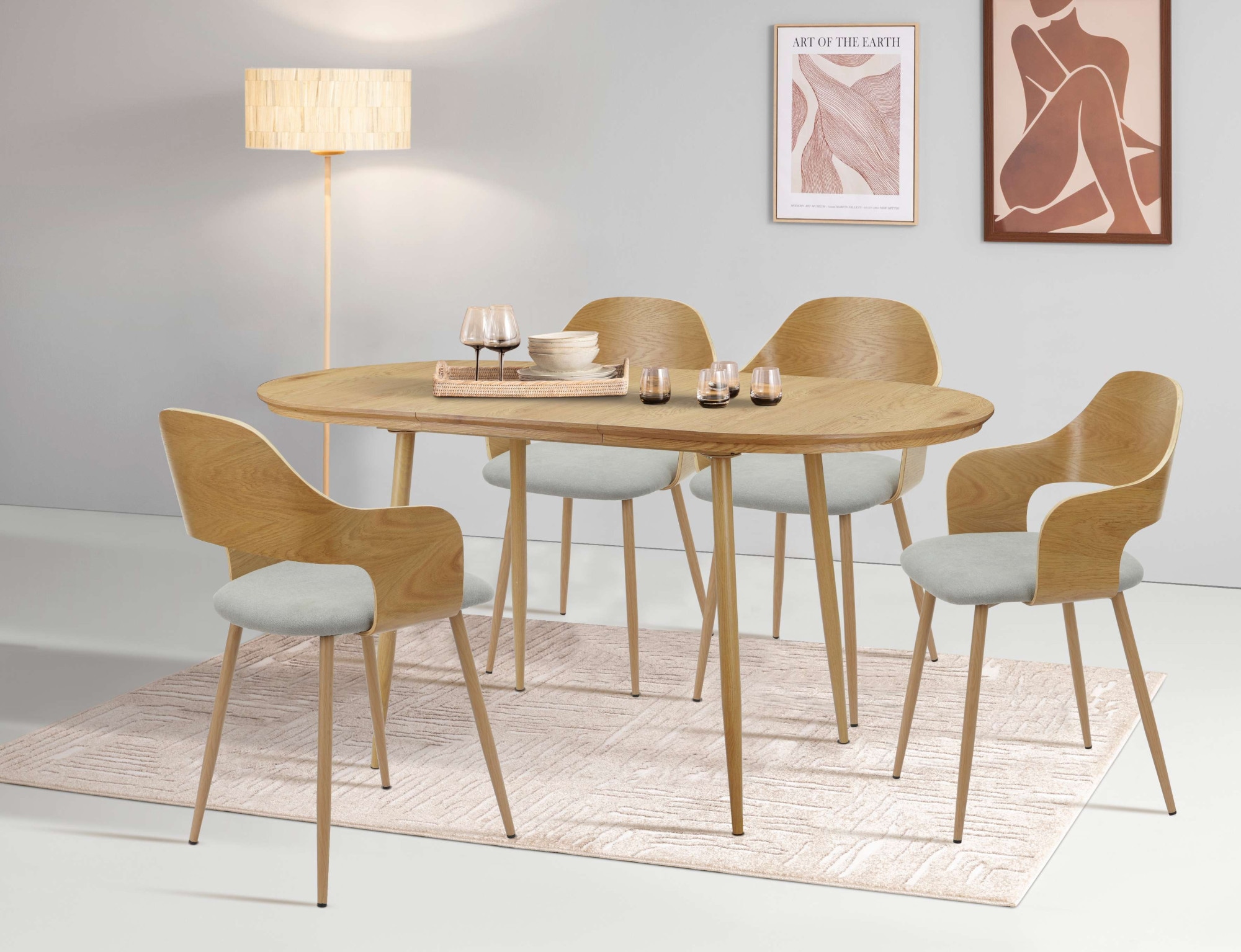 Home affaire Essgruppe »Belleville Tischgruppe Stühle Ausziehtisch« Set, 5 günstig online kaufen