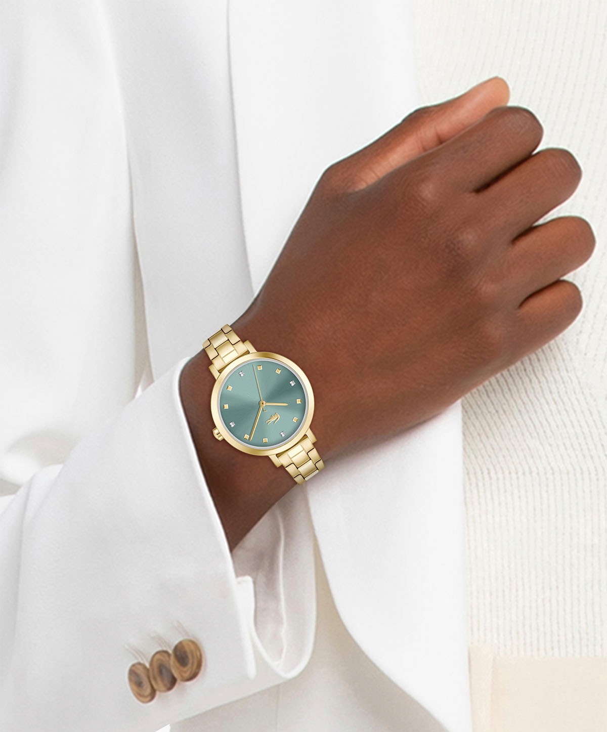 Lacoste Quarzuhr »RIGA«, Armbanduhr, Damenuhr, Edelstahlarmband, analog, Glaskristalle