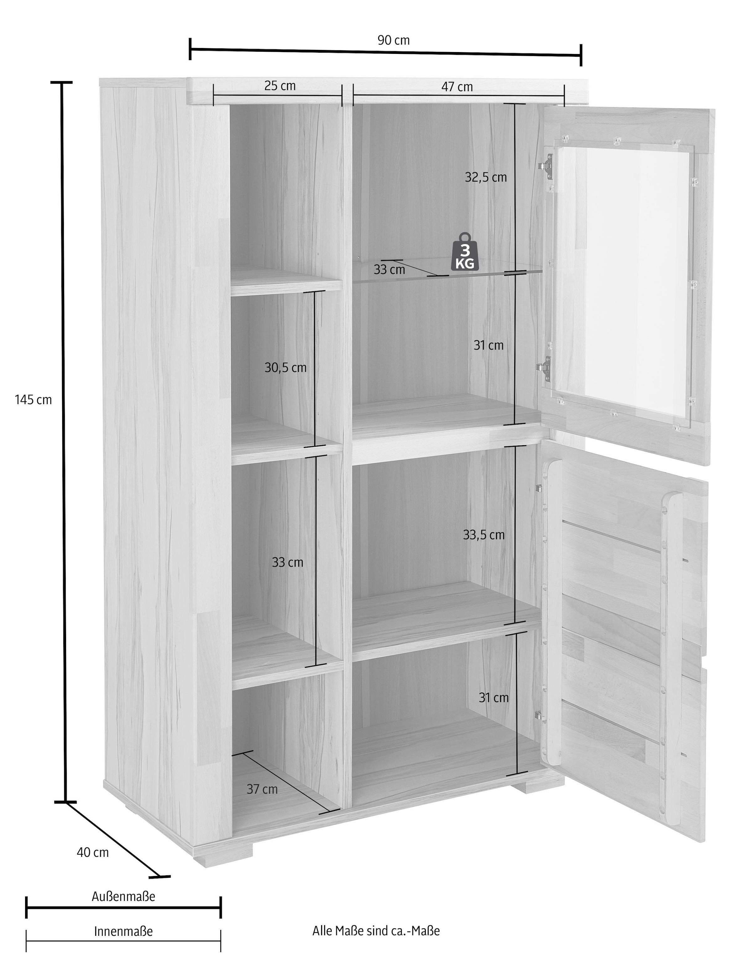 Home affaire Vitrine »Denis«, Stauraumvitrine, Höhe 145 cm