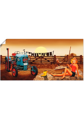 Artland Wandbild »Pin Up Girl mit Traktor auf Bauernhof«, Traktoren, (1 St.), in... kaufen