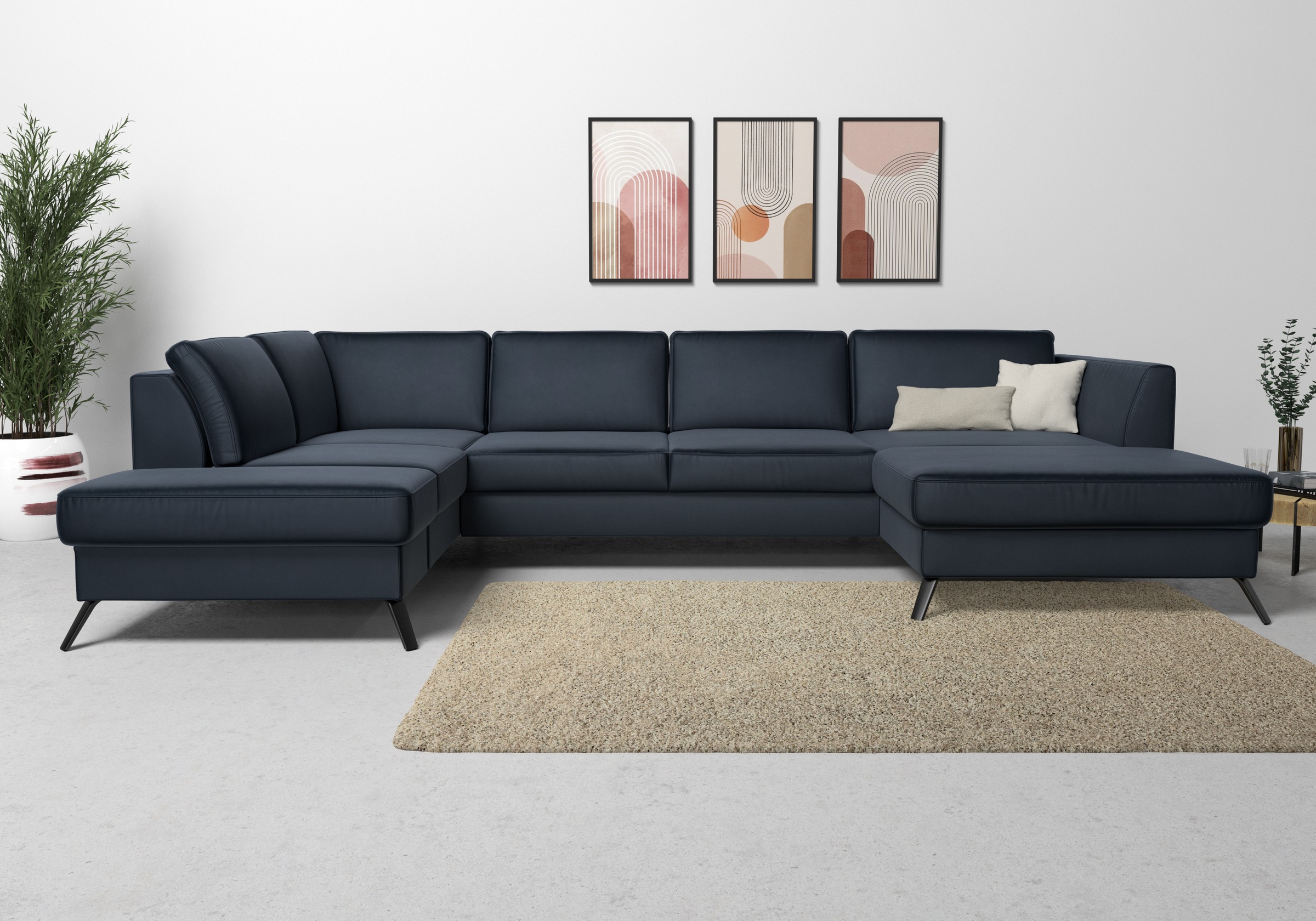 sit&more Wohnlandschaft »Olsen U-Form«, inklusive Sitztiefenverstellung, wahlweise mit Bettfunktion, 15cm hoch