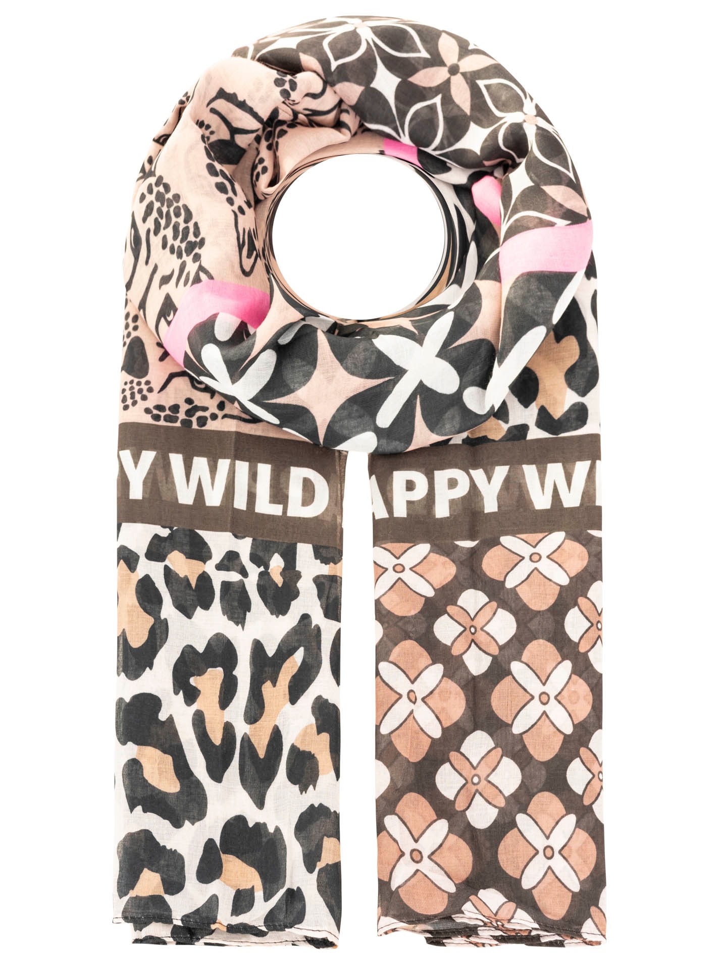 Zwillingsherz Schal »Viskose Mix "Leo Mix"«, mit modernem Leomuster und Schriftzug - Hingucker