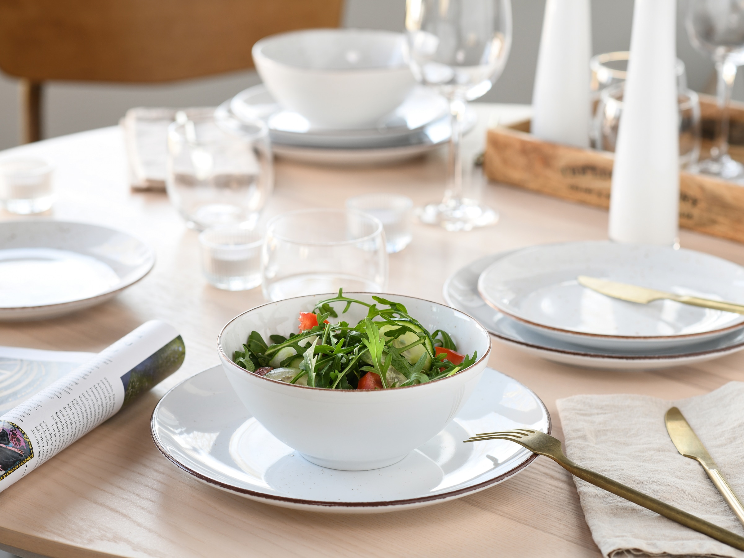 CreaTable Kombiservice »Geschirr-Set VINTAGE NATURE«, (Set, 16 tlg., Kaffeeservice und Tafelservice im Set, für 4 Personen), Service, 16 Teile, für 4 Personen