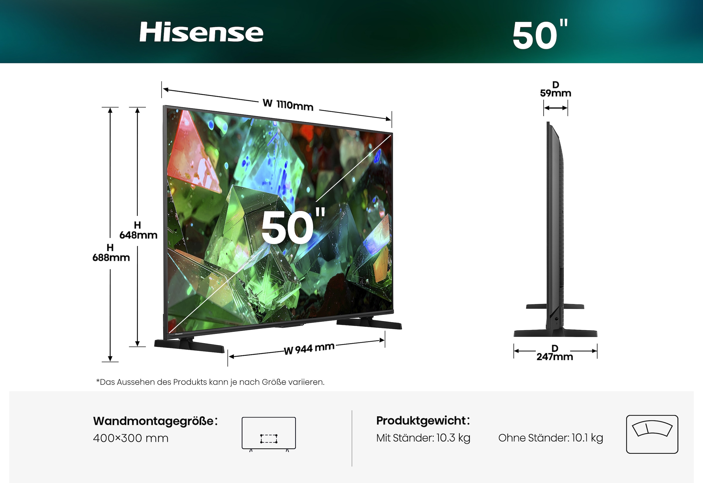 Hisense QLED-Fernseher »50E7S PRO« 126 cm/50 ″ Smart-TV