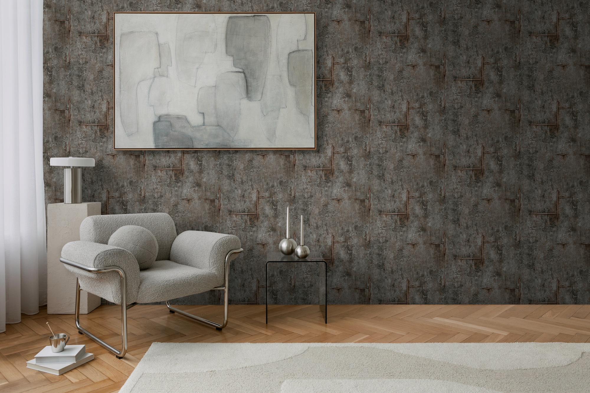 CosmoLiving by Cosmopolitan Vliestapete »Graphite Groove-Edge Betonoptiktapete« matt strukturiert Betonoptik mit modernem Industrial-Charme