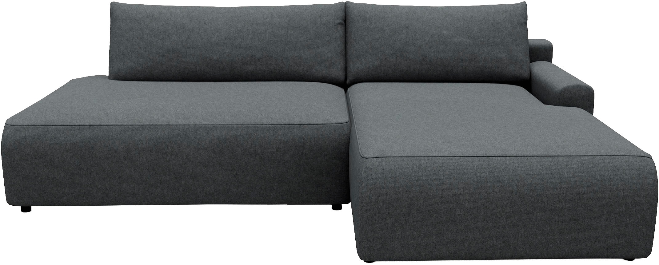 TRENDMANUFAKTUR Ecksofa »Prag, Schlafsofa mit Bettkasten, Couch in L-Form, Breite 253 cm« in feinem Strukturstoff, anthrazit, Recamiere rechts
