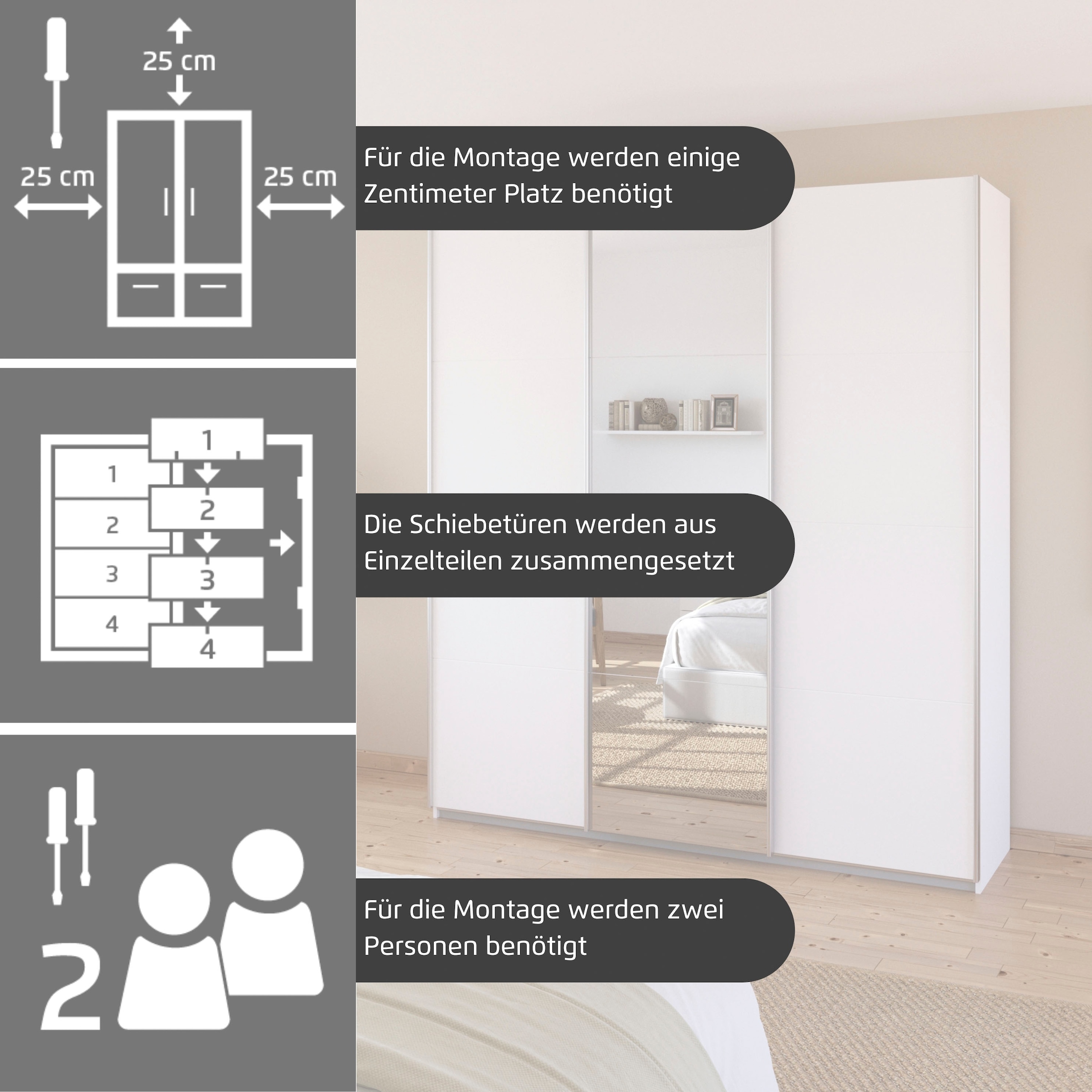 rauch Schwebetürenschrank »Kleiderschrank Schrank Garderobe Schlafzimmerschrank CORTONA« erhältlich in Breite: 136/181/203/226/271/315/360 cm, Höhe: 210/229 cm,  in 3 Ausstattungen BASIC/CLASSIC/PREMIUM (SOFT-CLOSE) MADE IN GERMANY