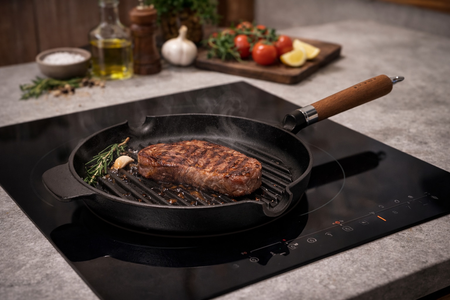 Ronneby Bruk Grillpfanne »Maestro, Pfanne, Ø 25 cm, mit Holzgriff« Gusseisen 1 tlg.