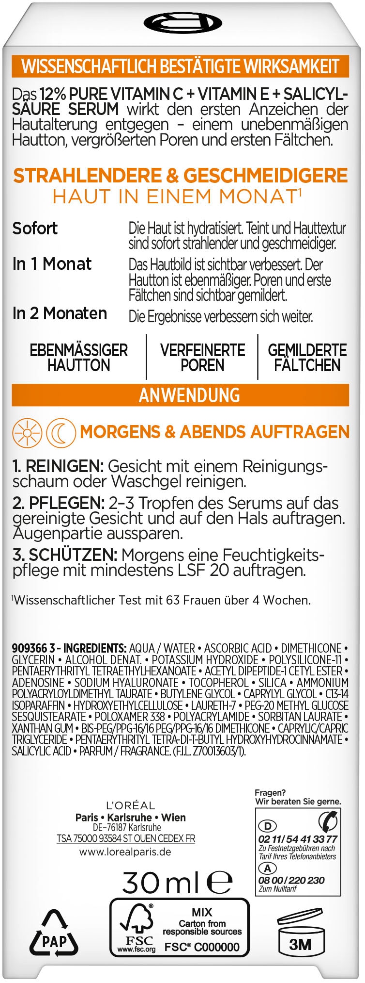 L'ORÉAL PARIS Gesichtsserum »Gesichtsserum mit Vitamin C«, anioxidativ