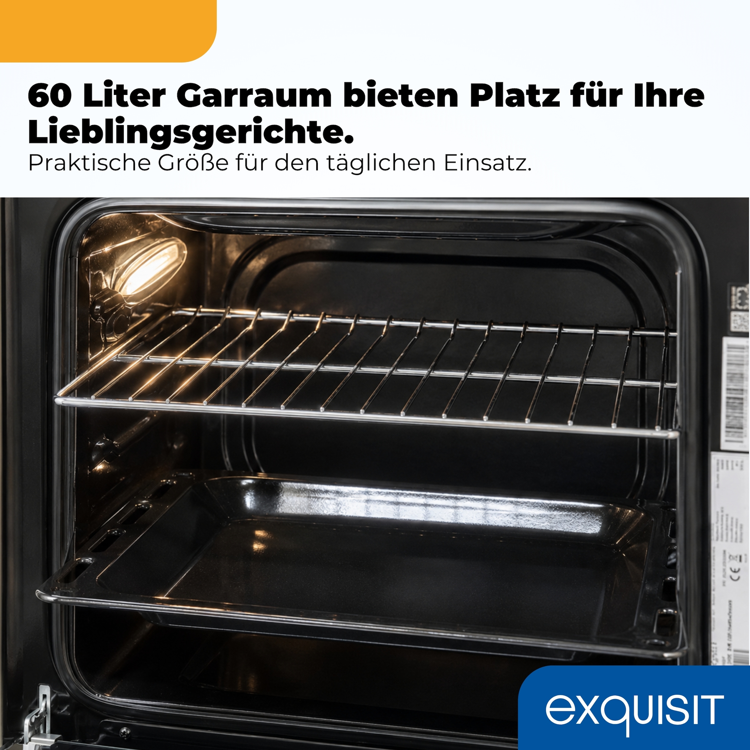 exquisit Backofen-Set »EHE346-120 Set mattschwarz« Backofen | Glaskeramikkochfeld, 2 Stk. tlg. Ober&Unterhitze mit 4-Zonen-Glaskeramikkochfeld – einfach & sicher!