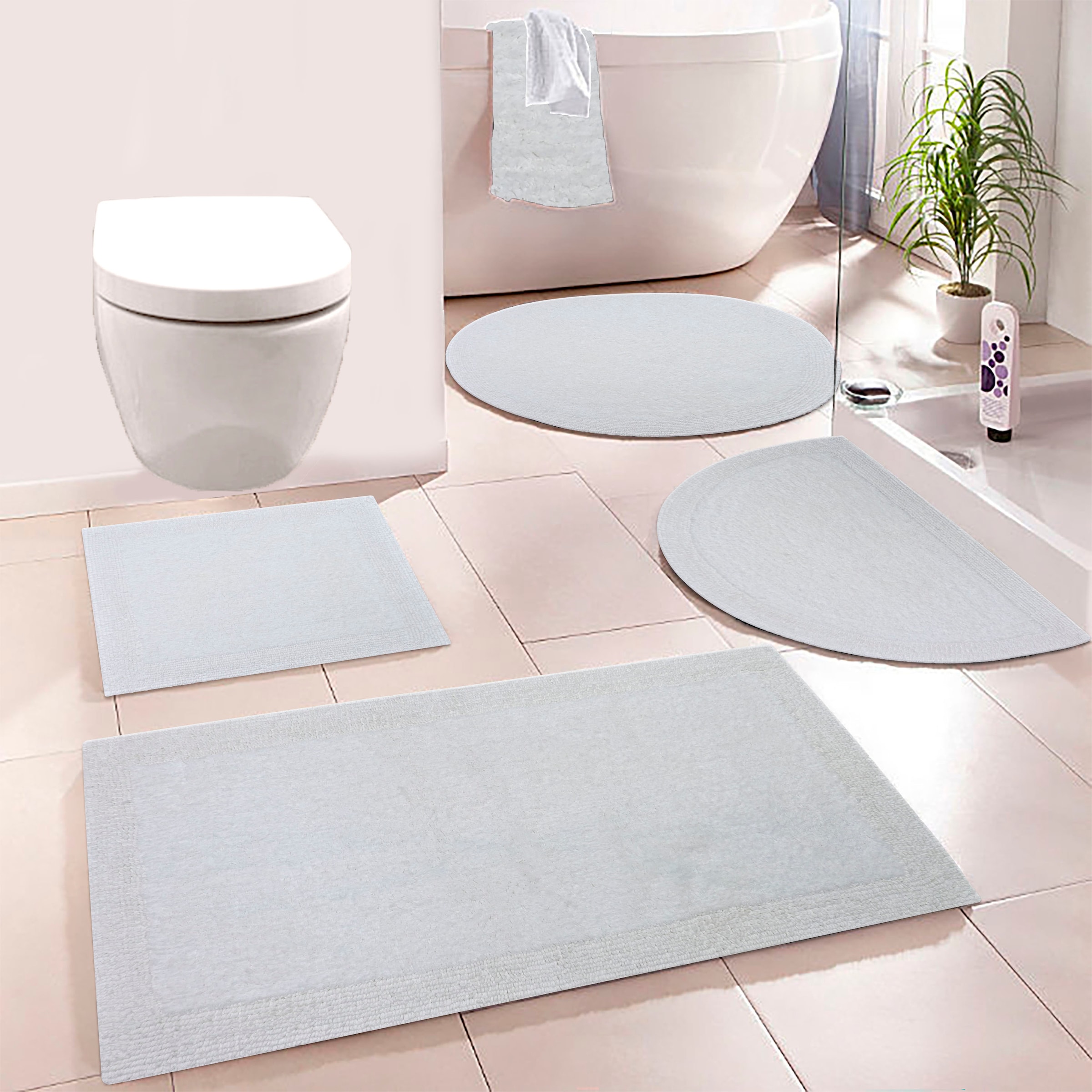 my home Badematte »Kapra, Badvorleger, Badezimmer Teppich«, beidseitig nutzbar-fußbodenheizungsgeeignet-strapazierfähig, mit Bordüre, Badteppich, Badematte