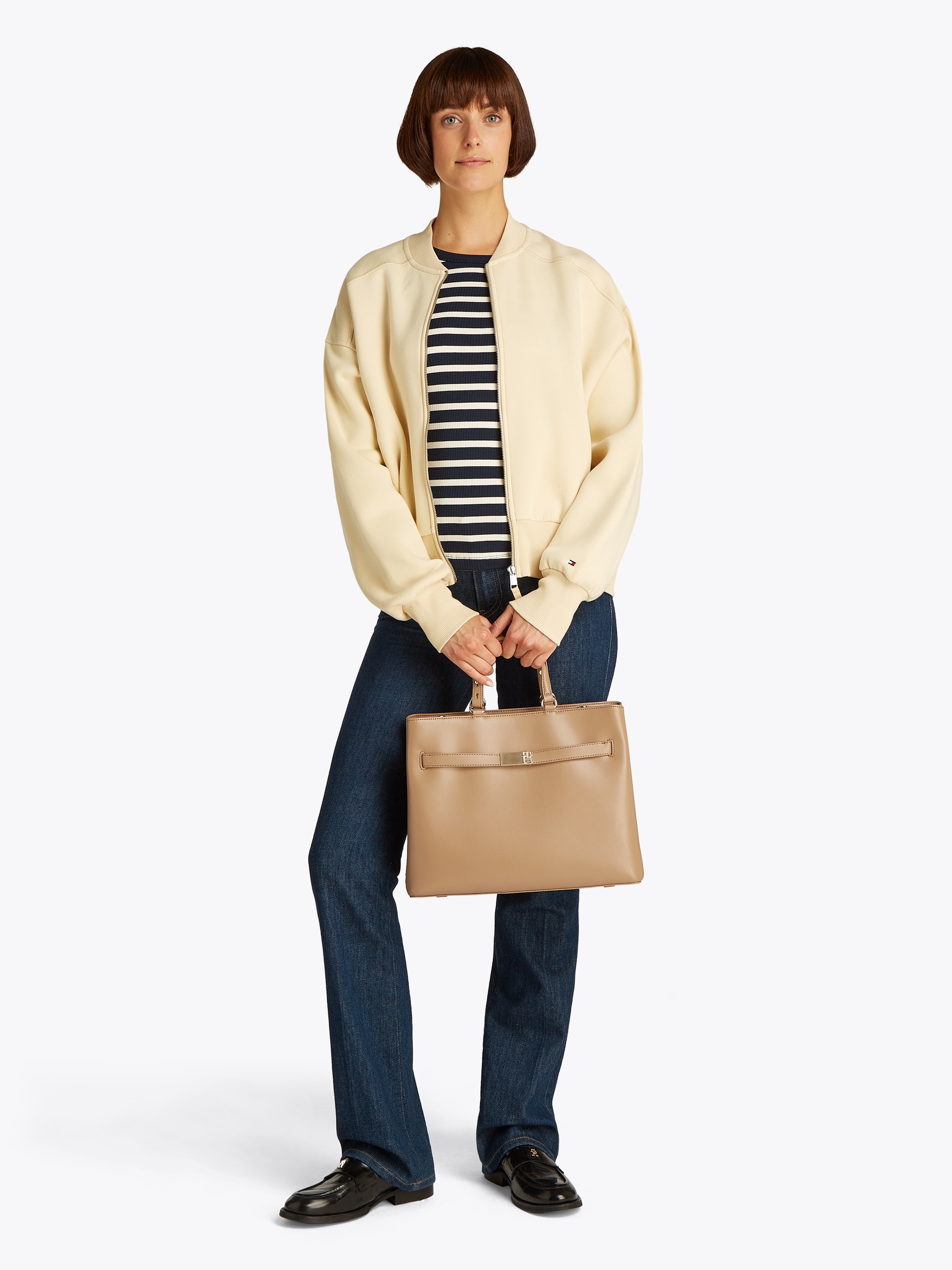 Tommy Hilfiger Henkeltasche »TH HERITAGE SATCHEL«, Damen Umhängetasche, Schultertasche mit TH-Schmuckelement