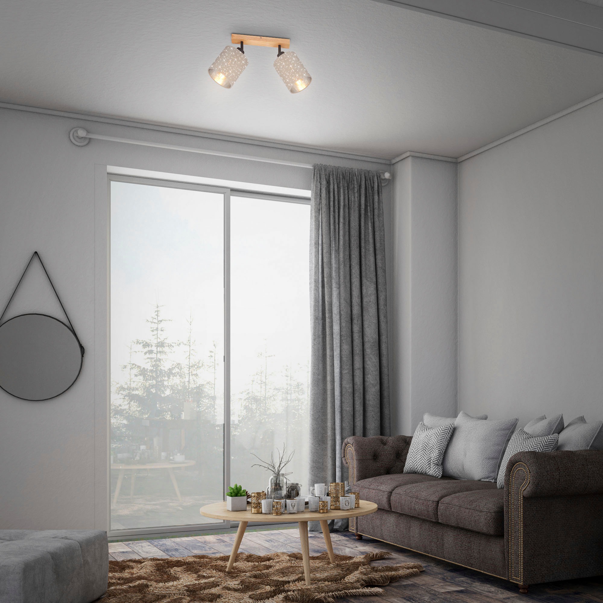 Briloner Leuchten Deckenspot »Spotleuchte, taupe, Holz, 2xE27 exkl.«