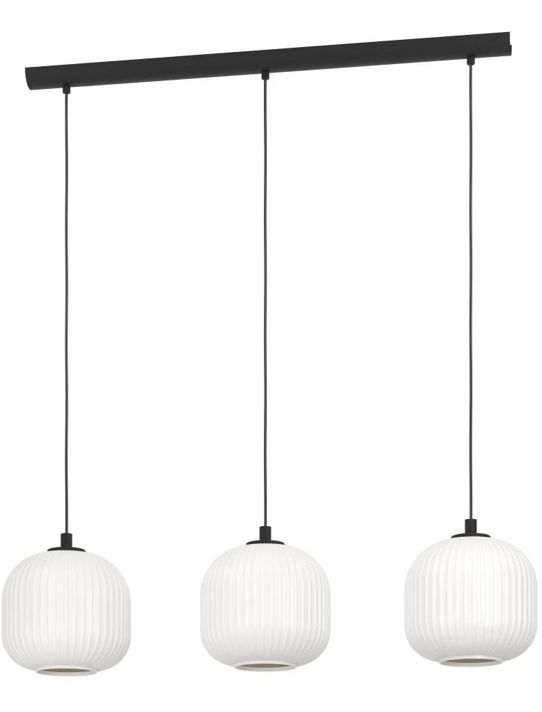 EGLO Hängeleuchte »MANTUNALLE Pendellampe, Stahl, Glas, IP20, E27, Esstischlampe, Lampe«, 3 flammig, Leuchtmittel E27 | ohne Leuchtmittel, Elegante Hängelampe für Esszimmer, Küche oder Wohnzimmer