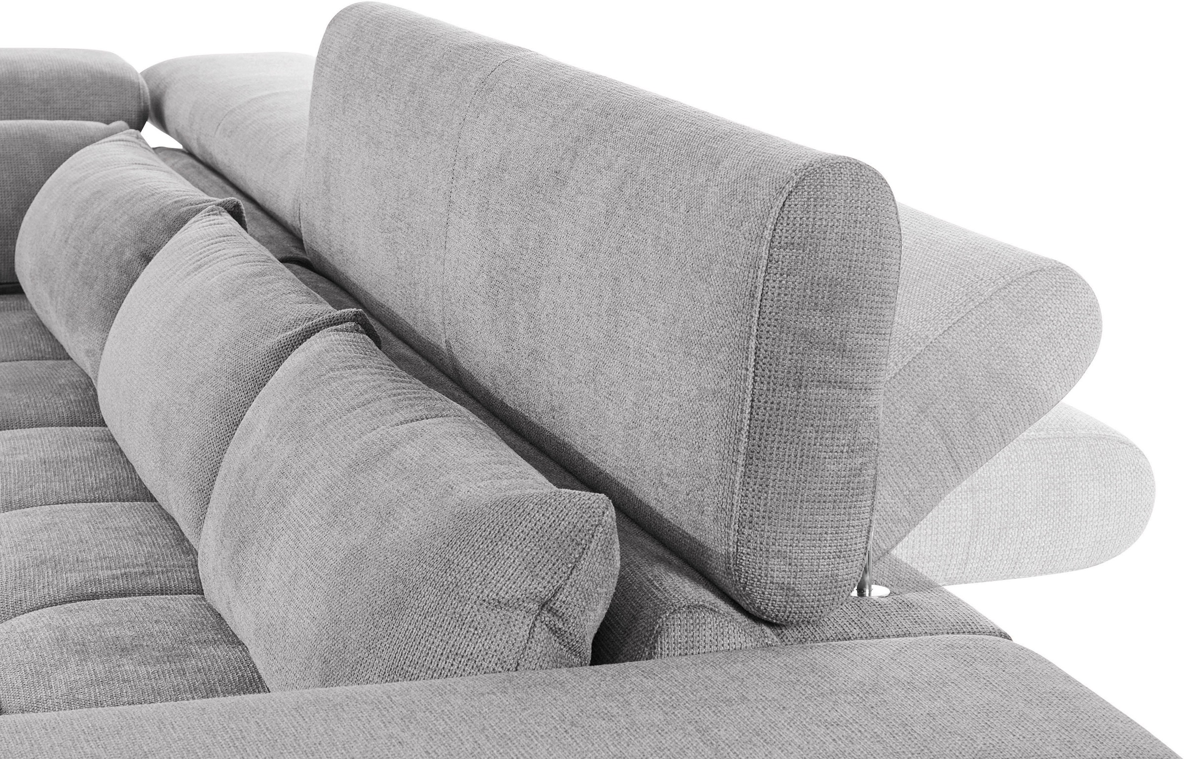 COTTA Ecksofa »Orion L-Form«, mit Ottomane, inklusive verstellbarer Kopfstützen und 5 Nierenkissen