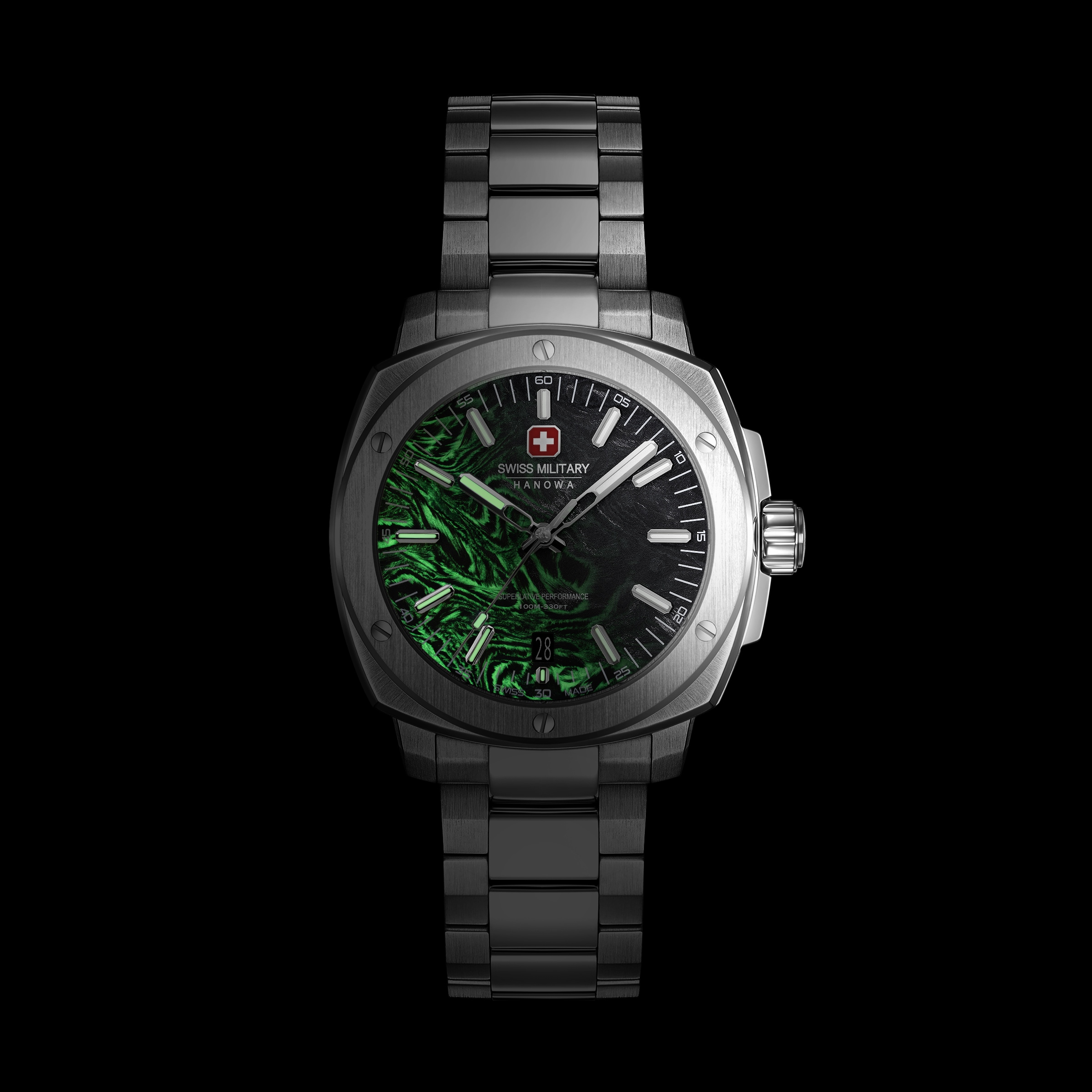 Swiss Military Hanowa Quarzuhr »Sirius Lightning« Armbanduhr, Herrenuhr, Swiss Made, Edelstahlarmband, analog, Tag